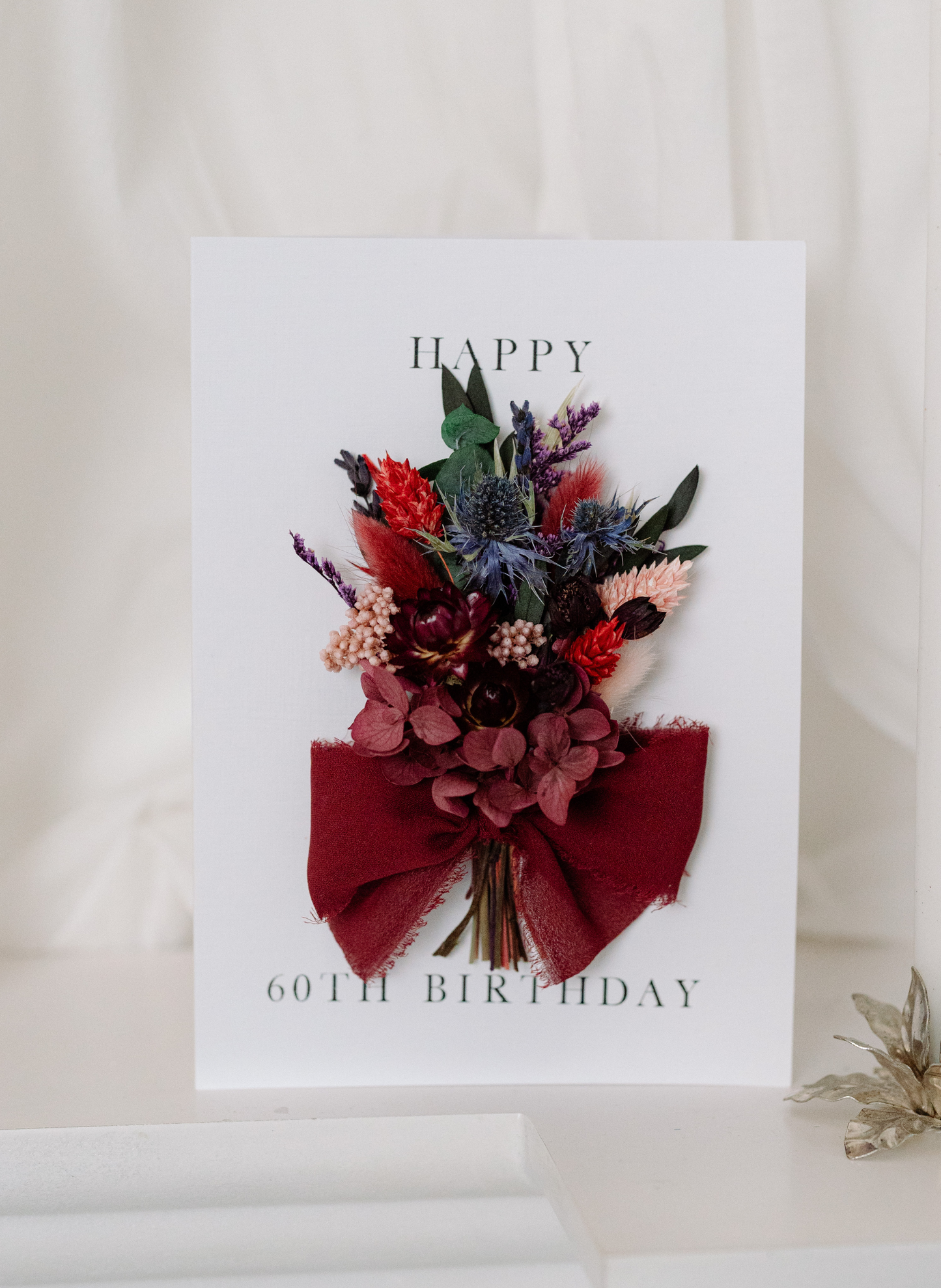 Merry Christmas Dried Flower Greetings Card | Handmade Gift | Luna & Wild