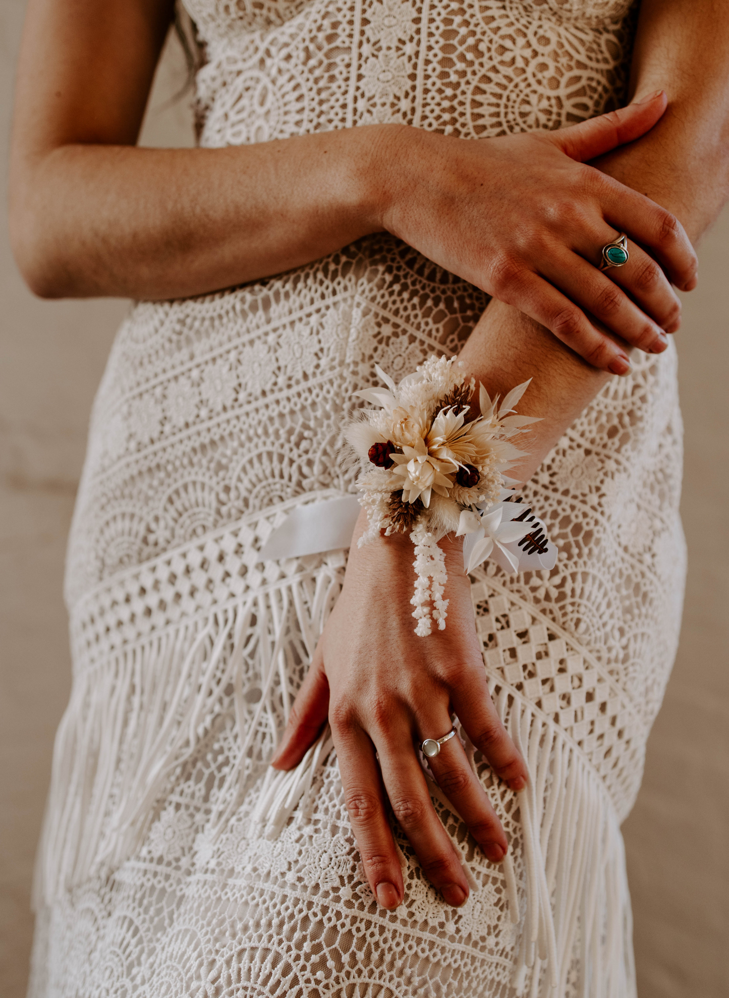 Montana Bohemian Dried Flower Wedding Wrist Corsage