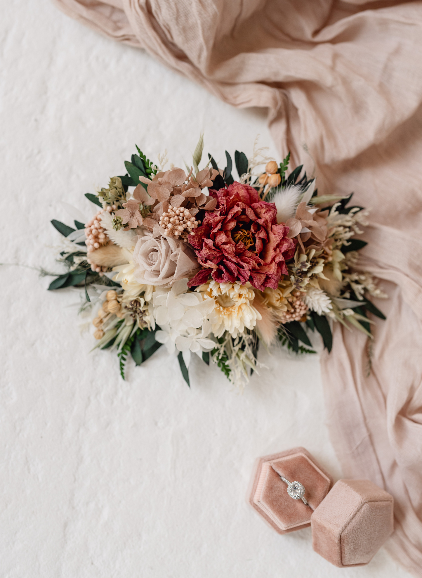 Ruby Statement Dried Flower Bridal Wedding Headpiece 2