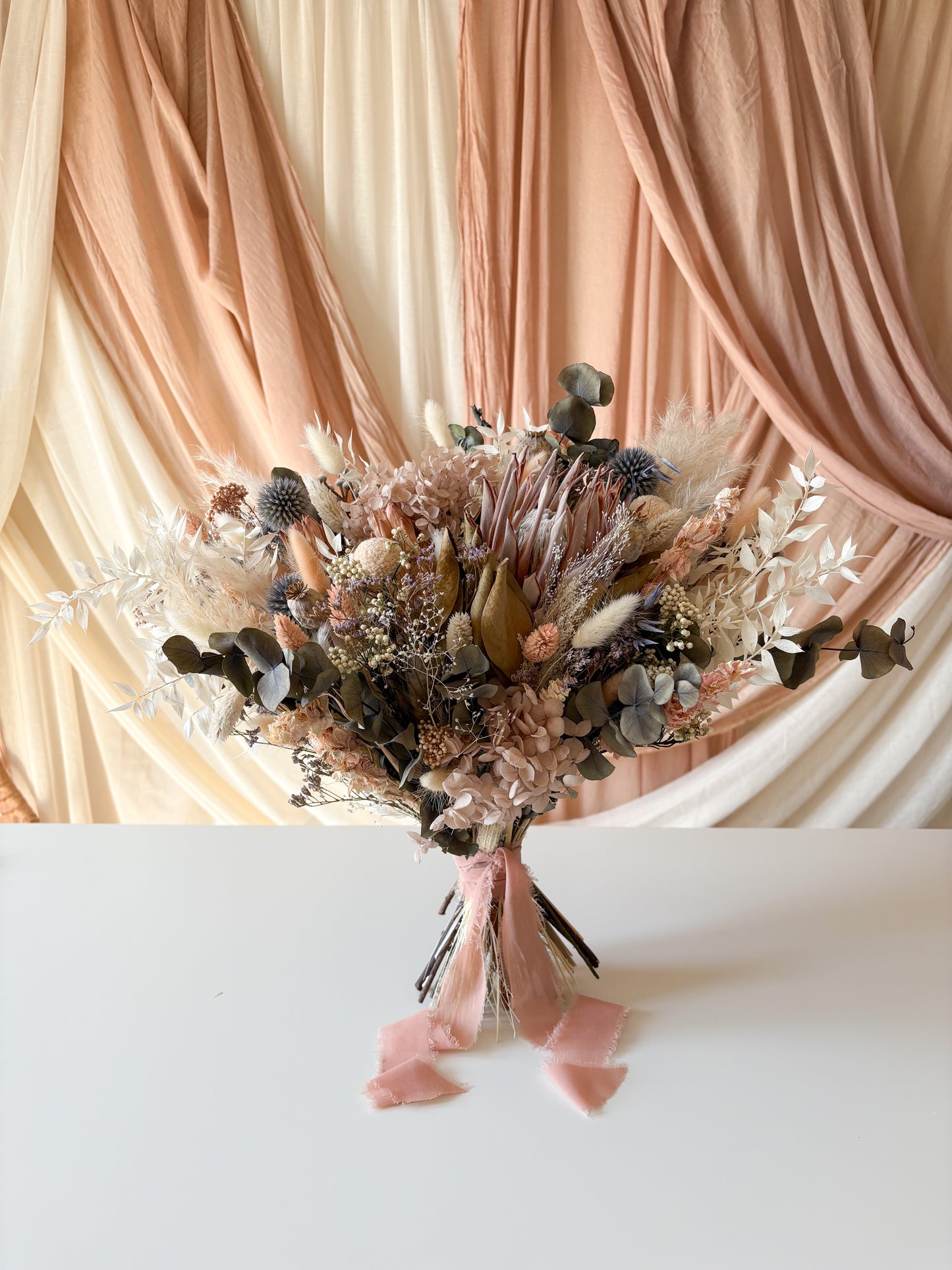 Sample Sale: Eloise King Protea Dried Flower Bridal Bouquet - Photoshoot Piece