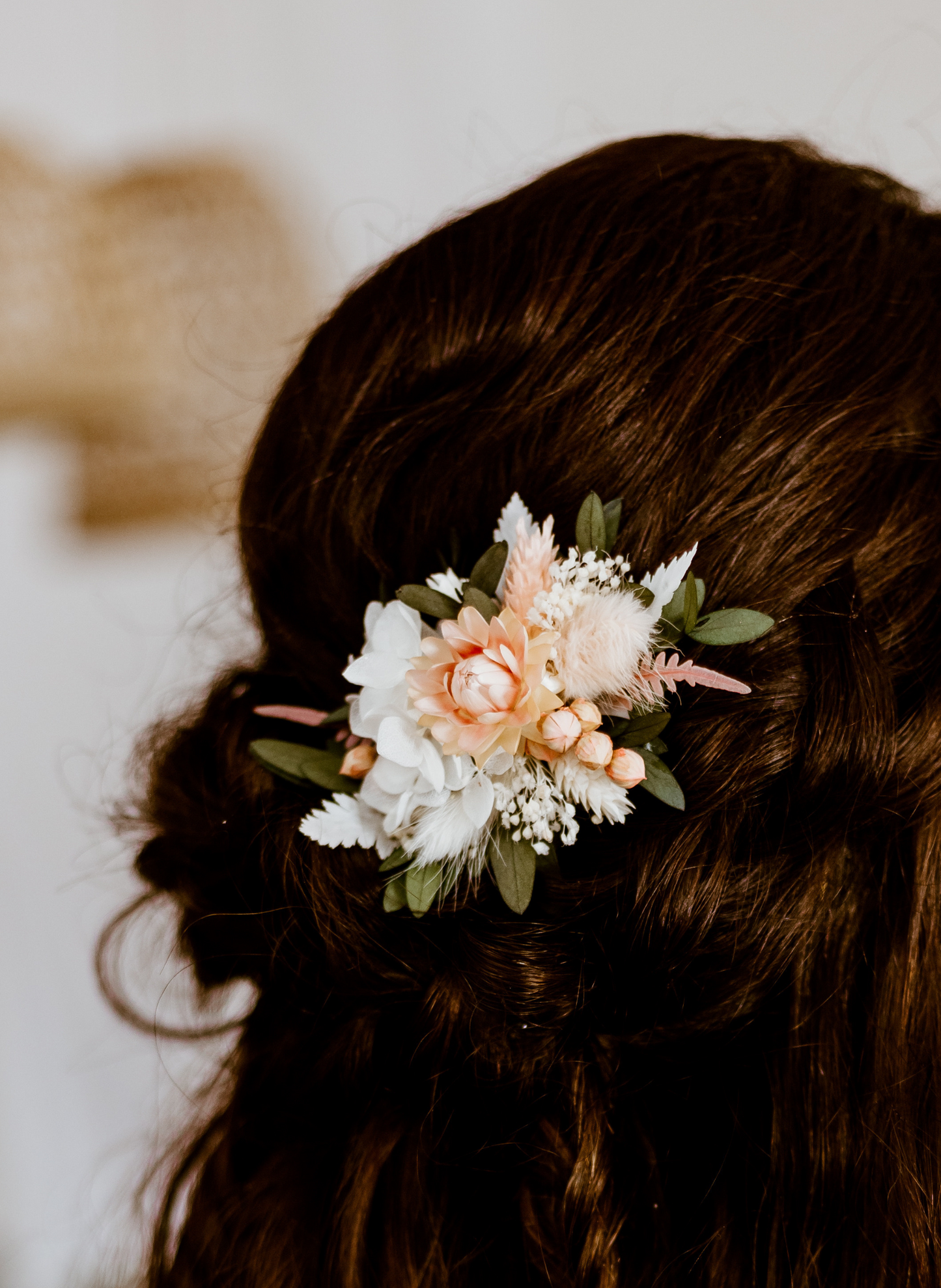 Saskia Pink Dried Flower Wedding Bridal Hair Clip 1