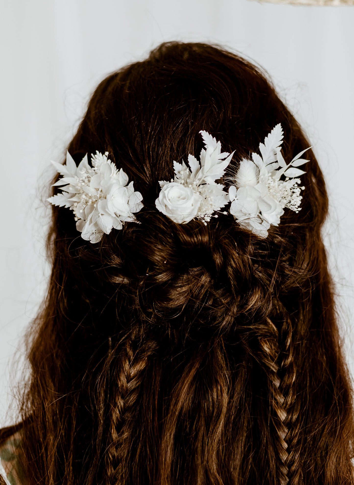 Selene White Preserved Flower Wedding Bridal Hair Pins
