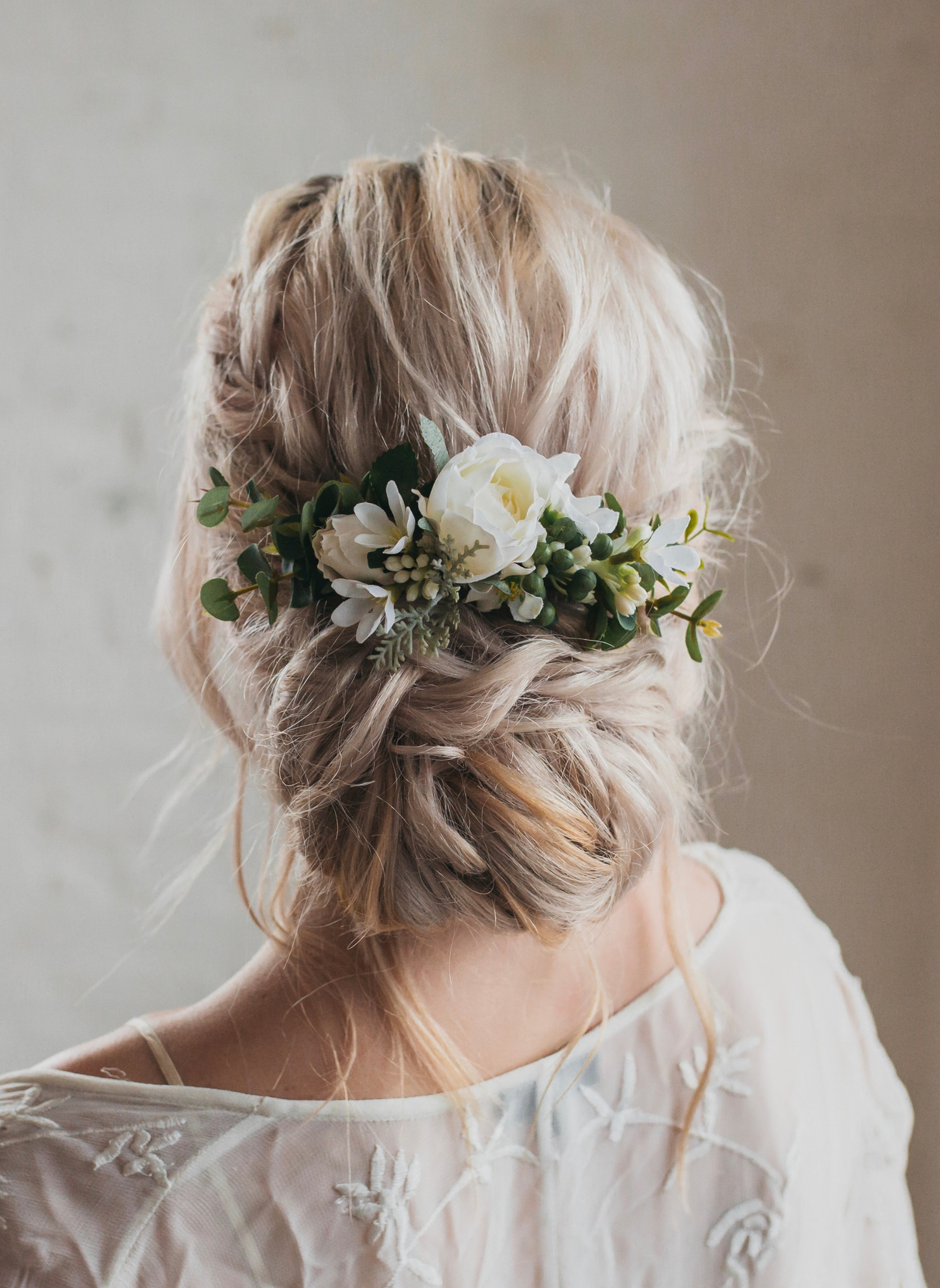 Serenity Eucalyptus Wedding Flower Hair Comb Bridal Accessory