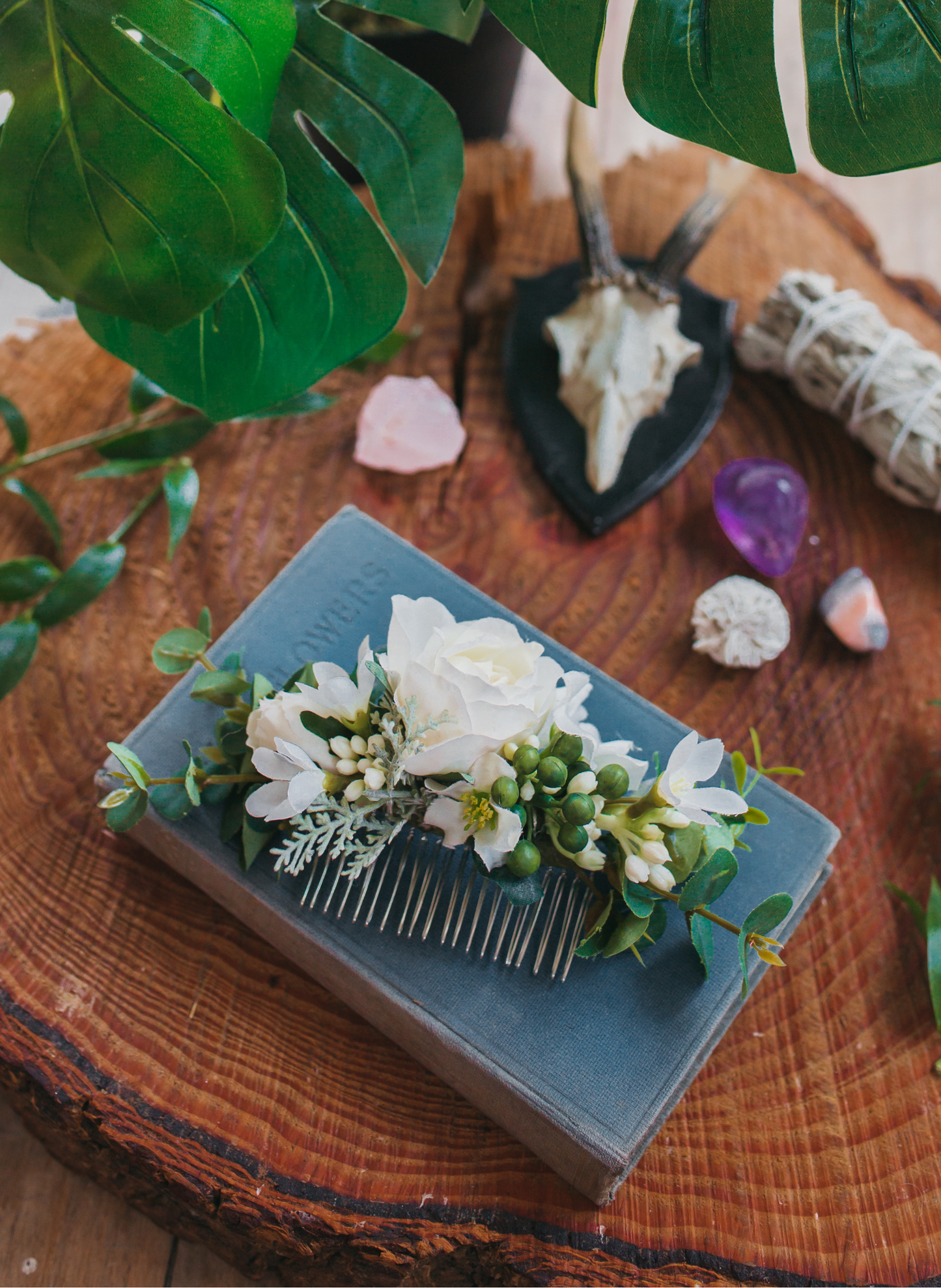 Serenity Eucalyptus Wedding Flower Hair Comb Bridal Accessory 1