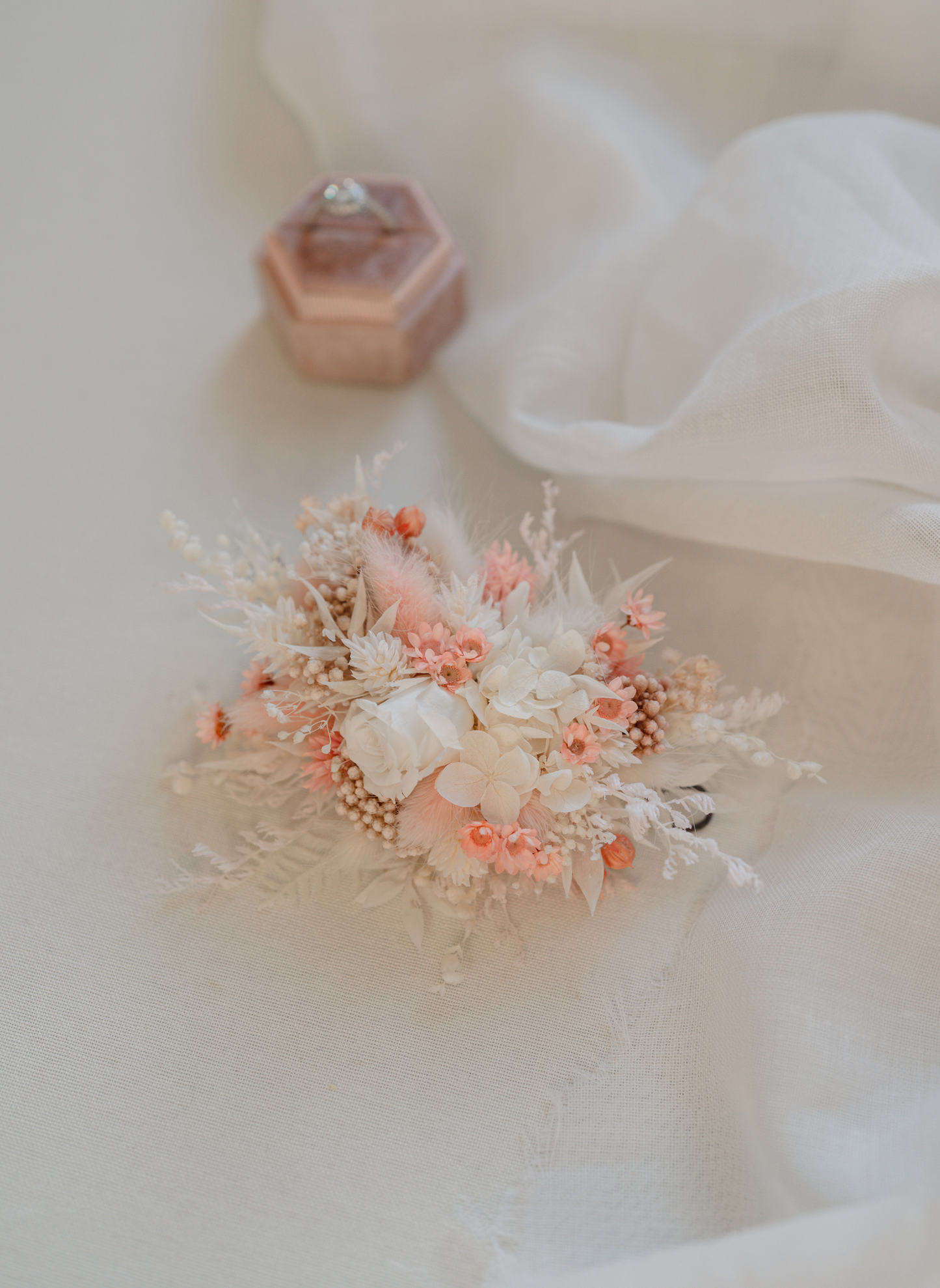 Soho Pastel Pink Wedding Dried Flower Hair Clip 1