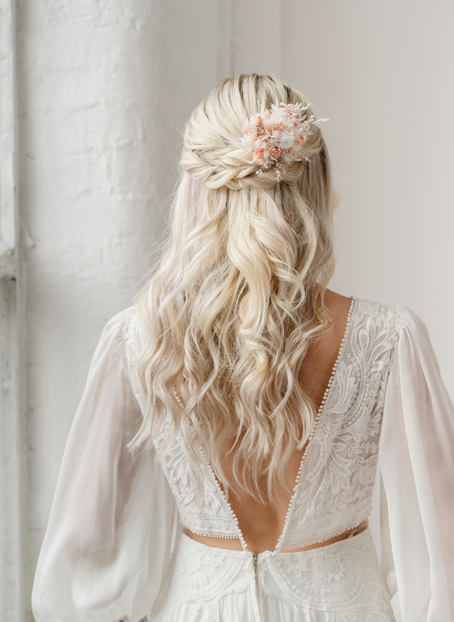 Soho Pastel Pink Wedding Dried Flower Hair Clip 2