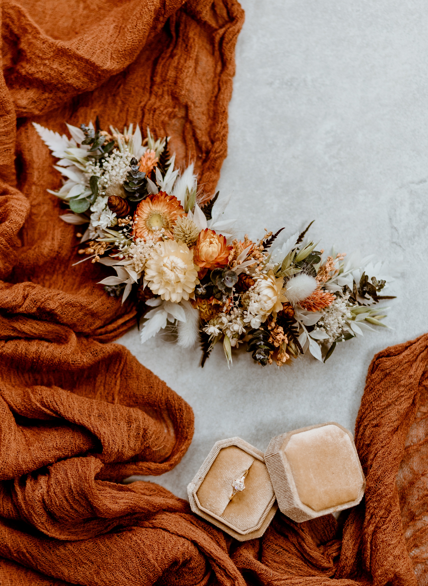 Solstice Autumnal Dried Flower Half Crown Wedding Bridal Headpiece 1