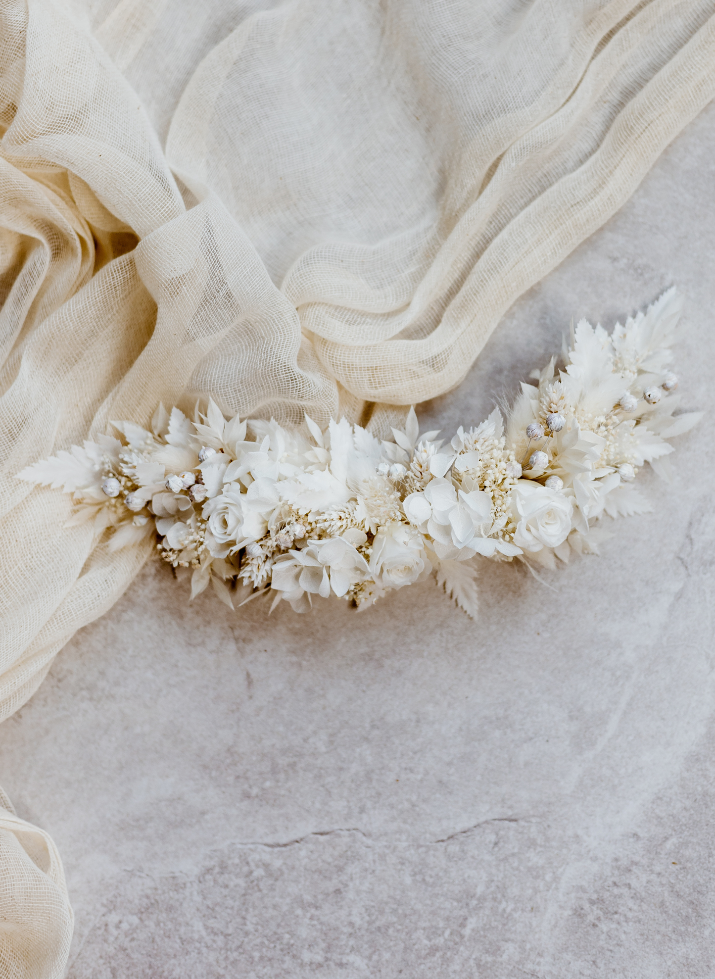 Star White Bridal Dried Flower Wedding Headpiece 3