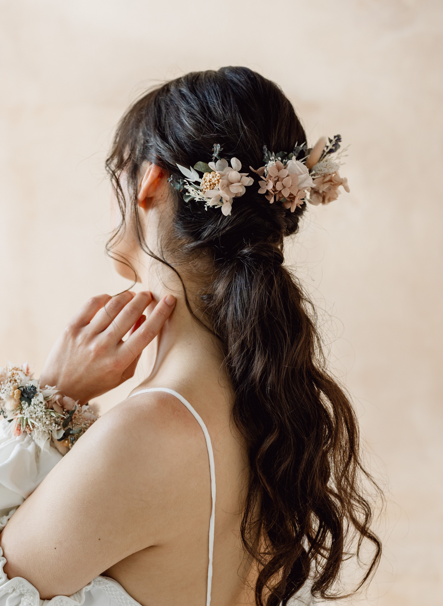 Tabitha Dusky Pink Rose Dried Flower Wedding Hair Pin Set 1