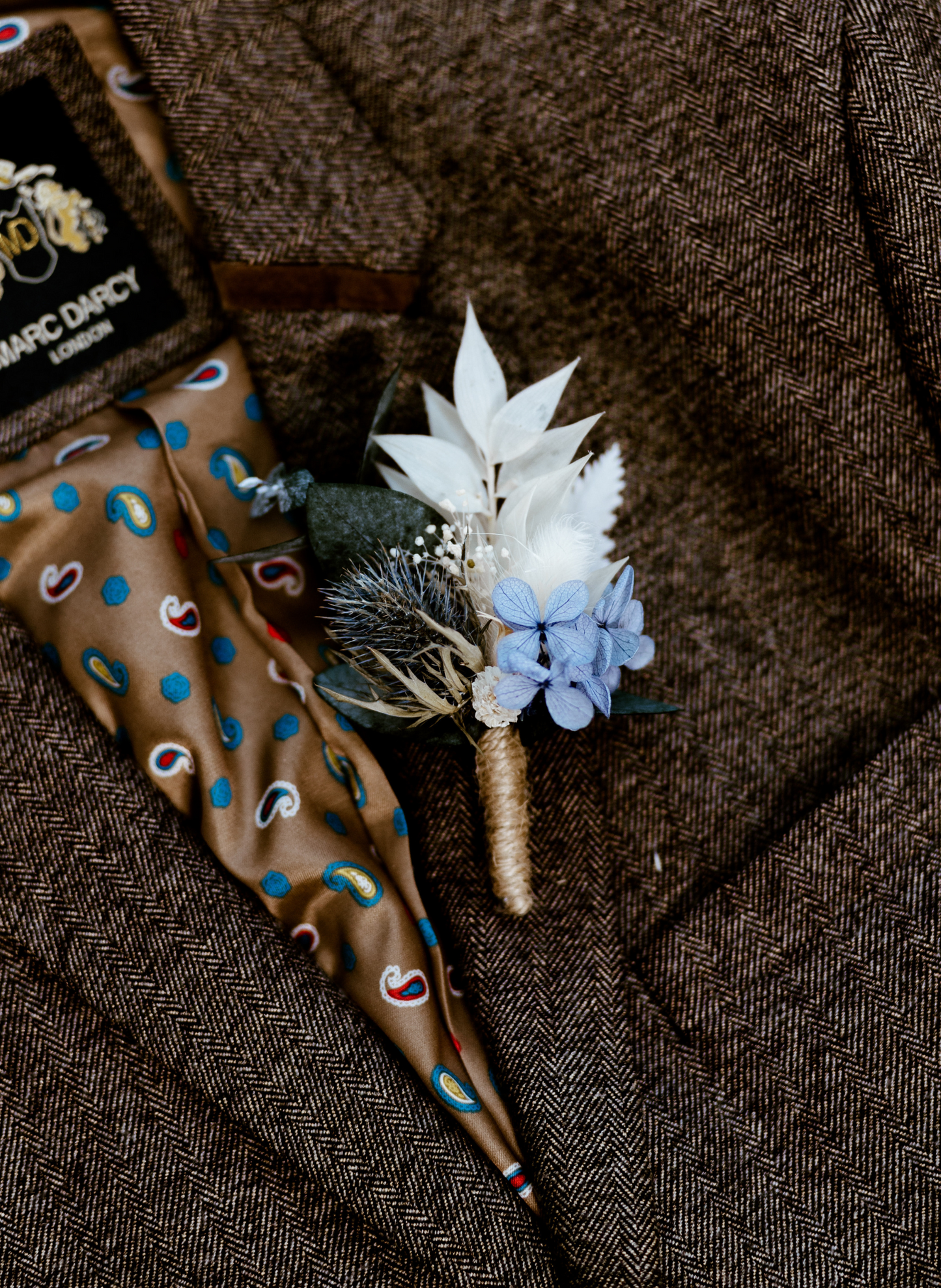 Thistle Dried Flower Button Hole / Wedding Boutonniere 1