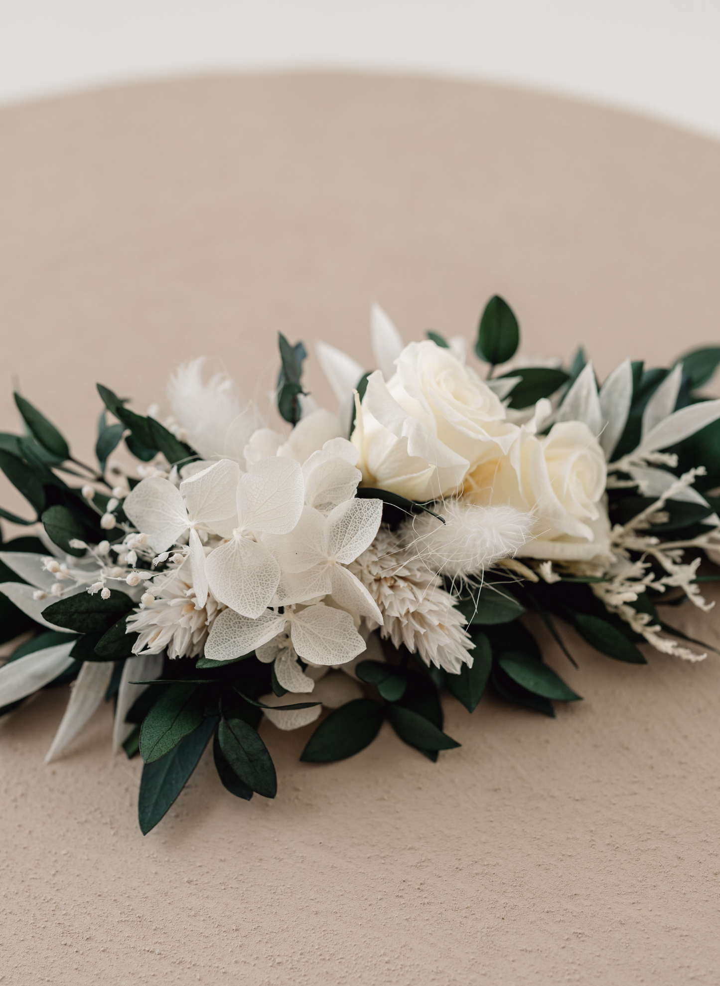Willa Eucalyptus Rose Preserved Flower Wedding Bridal Hair Comb 1
