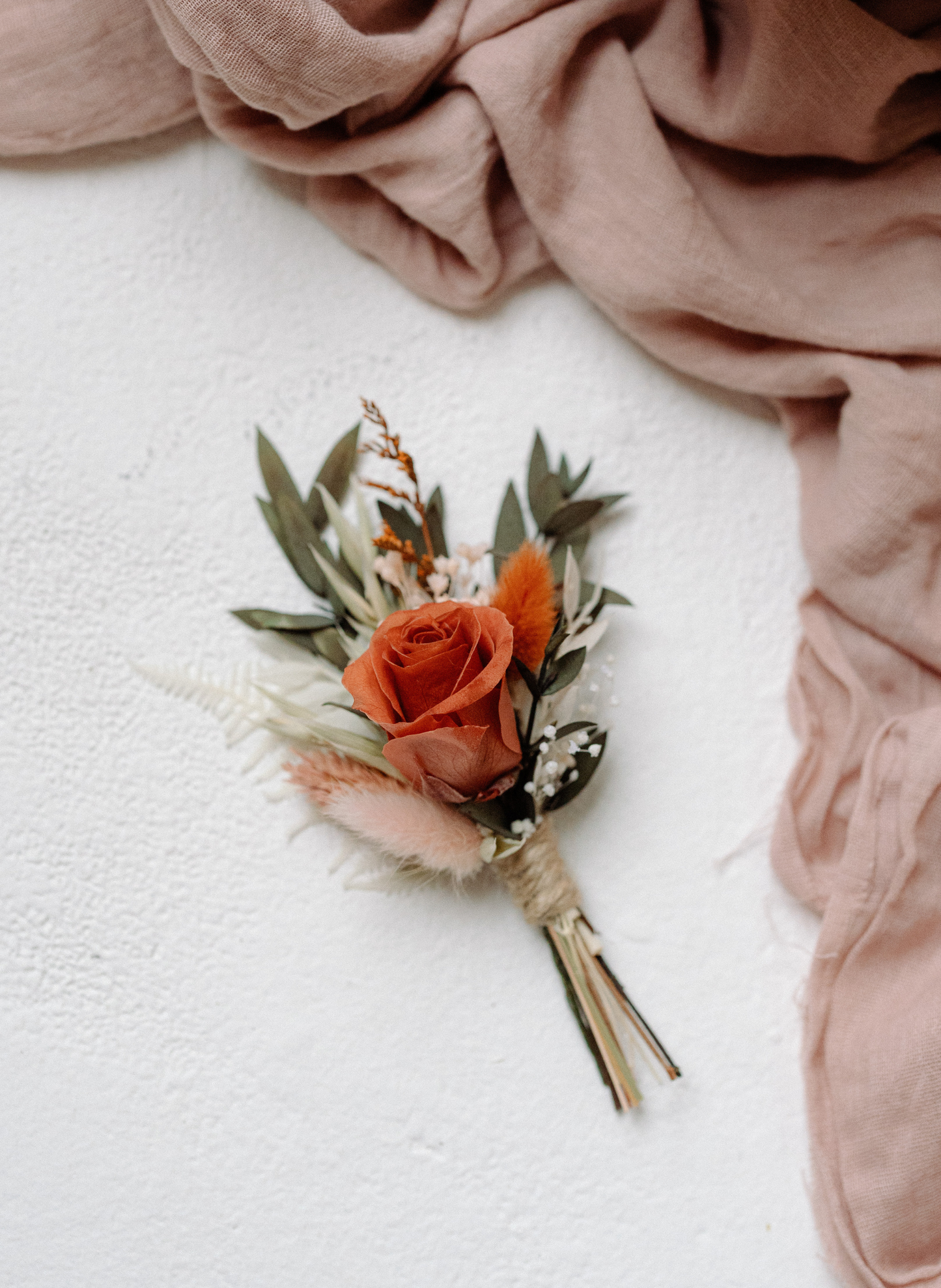 Willow Rust Wedding Dried Flower Buttonhole/ Boutonnière