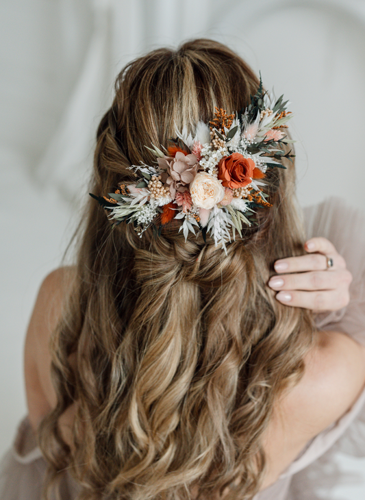 Willow Rust and Dusky Pink Wedding Dried Flower Hair Clip