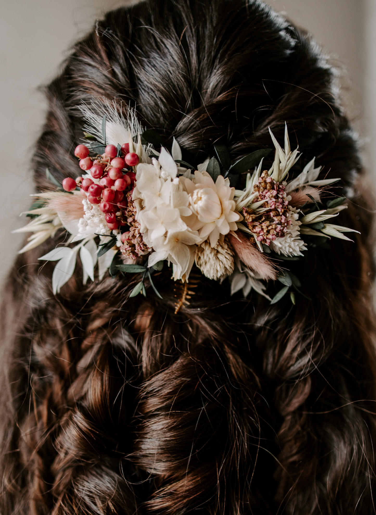 Wren Winter Boho Dried Flower Bridal Wedding Headpiece