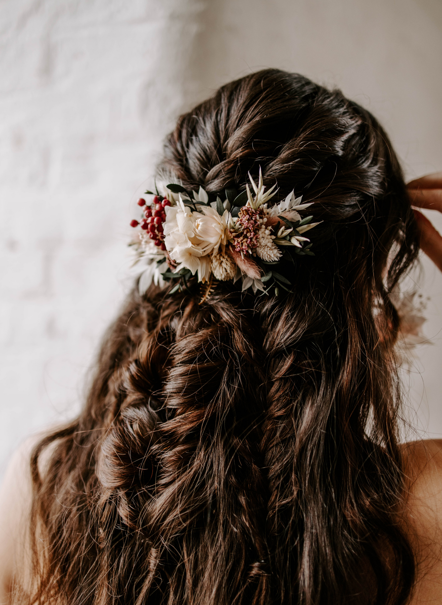 Wren Winter Boho Dried Flower Bridal Wedding Headpiece 1
