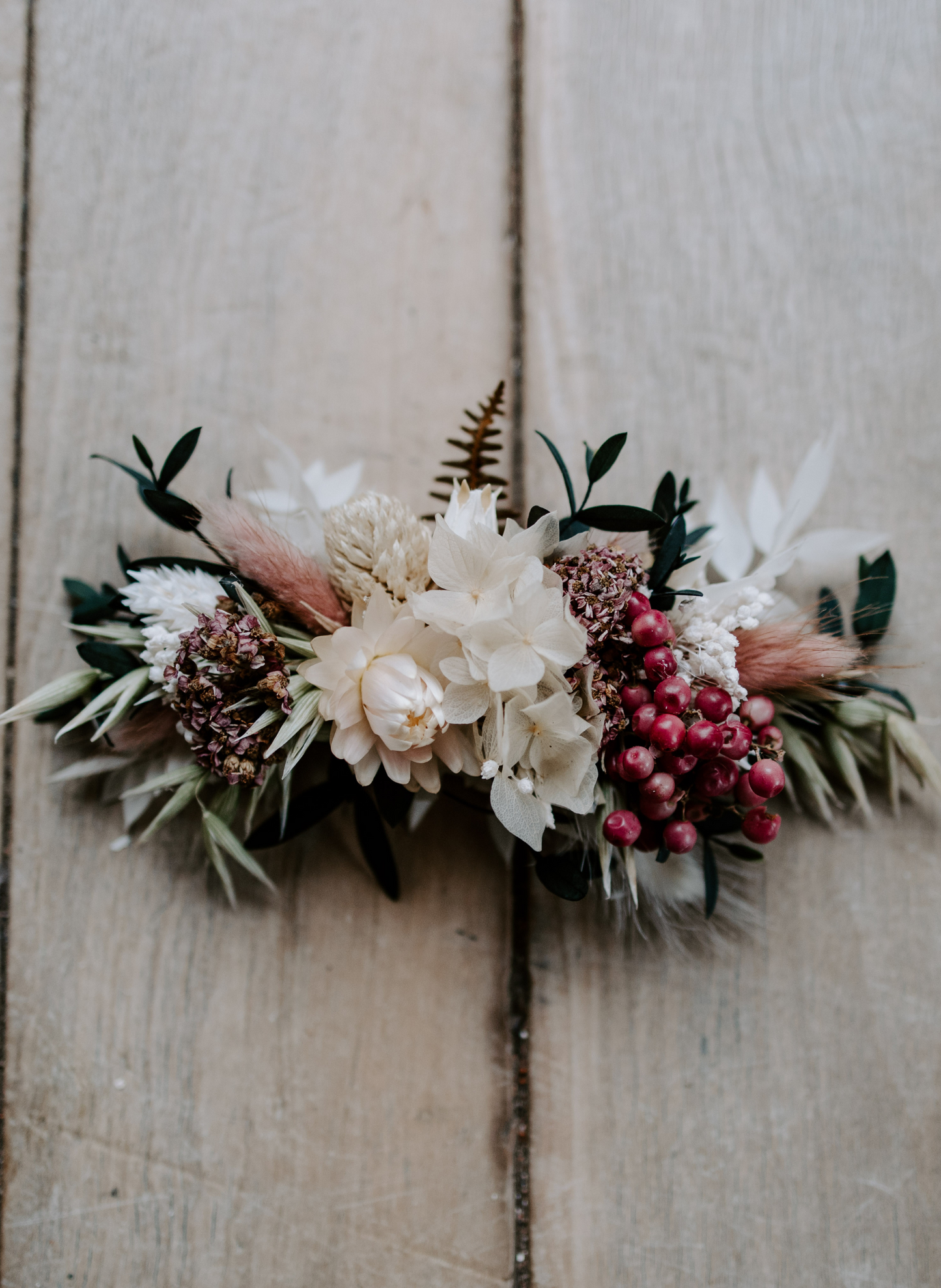 Wren Winter Boho Dried Flower Bridal Wedding Headpiece 2