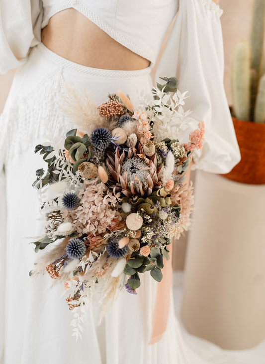 Eloise King Protea Dried Flower Flat Back Wedding Bridal Bouquet