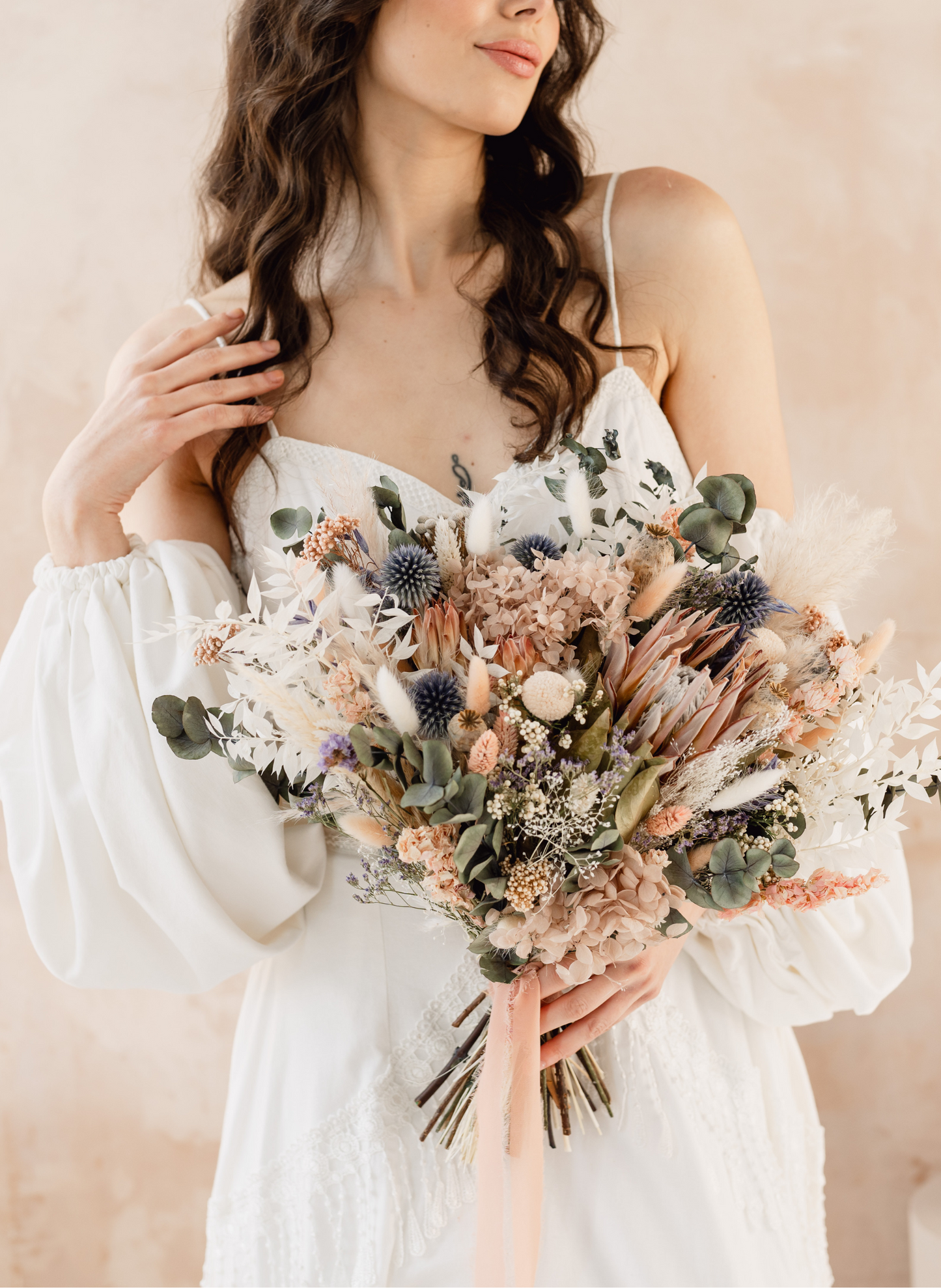 Eloise King Protea Dried Flower Flat Back Wedding Bridal Bouquet