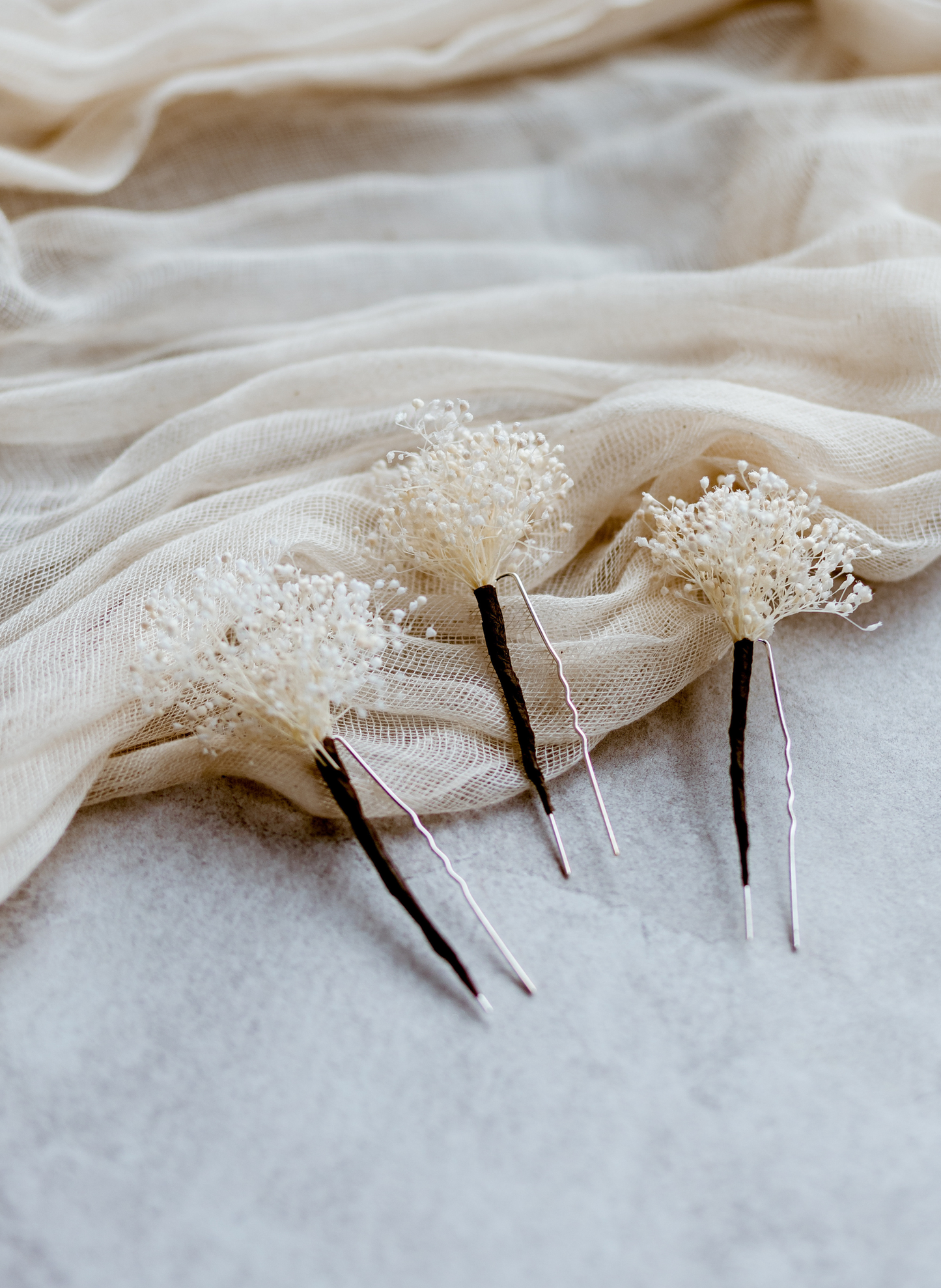 Liberty Preserved White Gypsophila Babies Breath Wedding Hair Pins