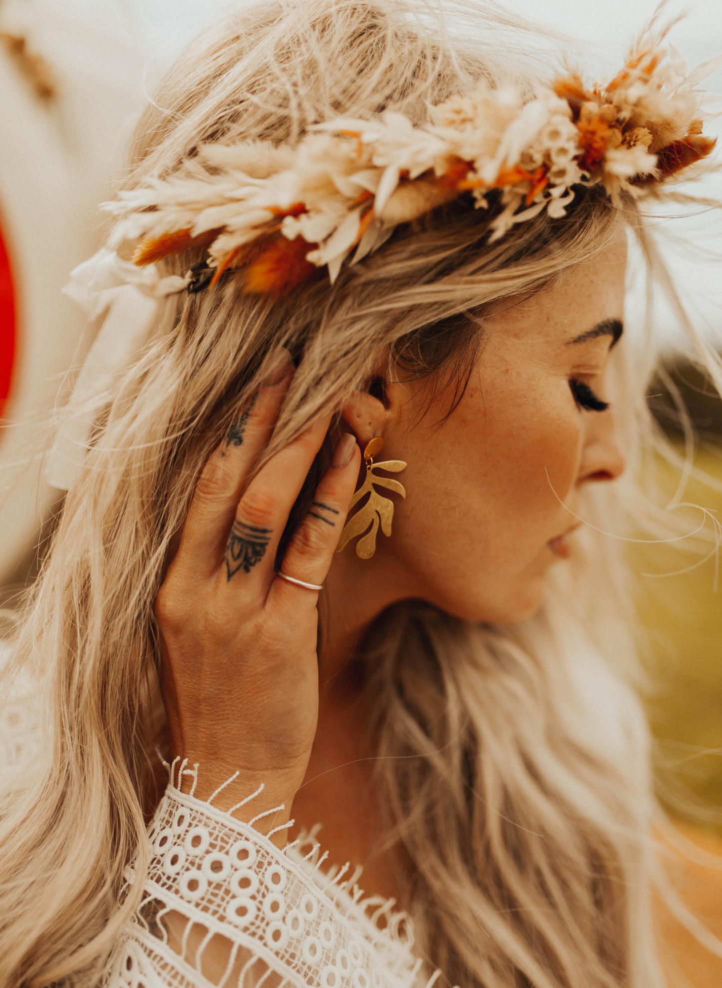 Athena Autumnal Dried Flower Crown Wedding Headband