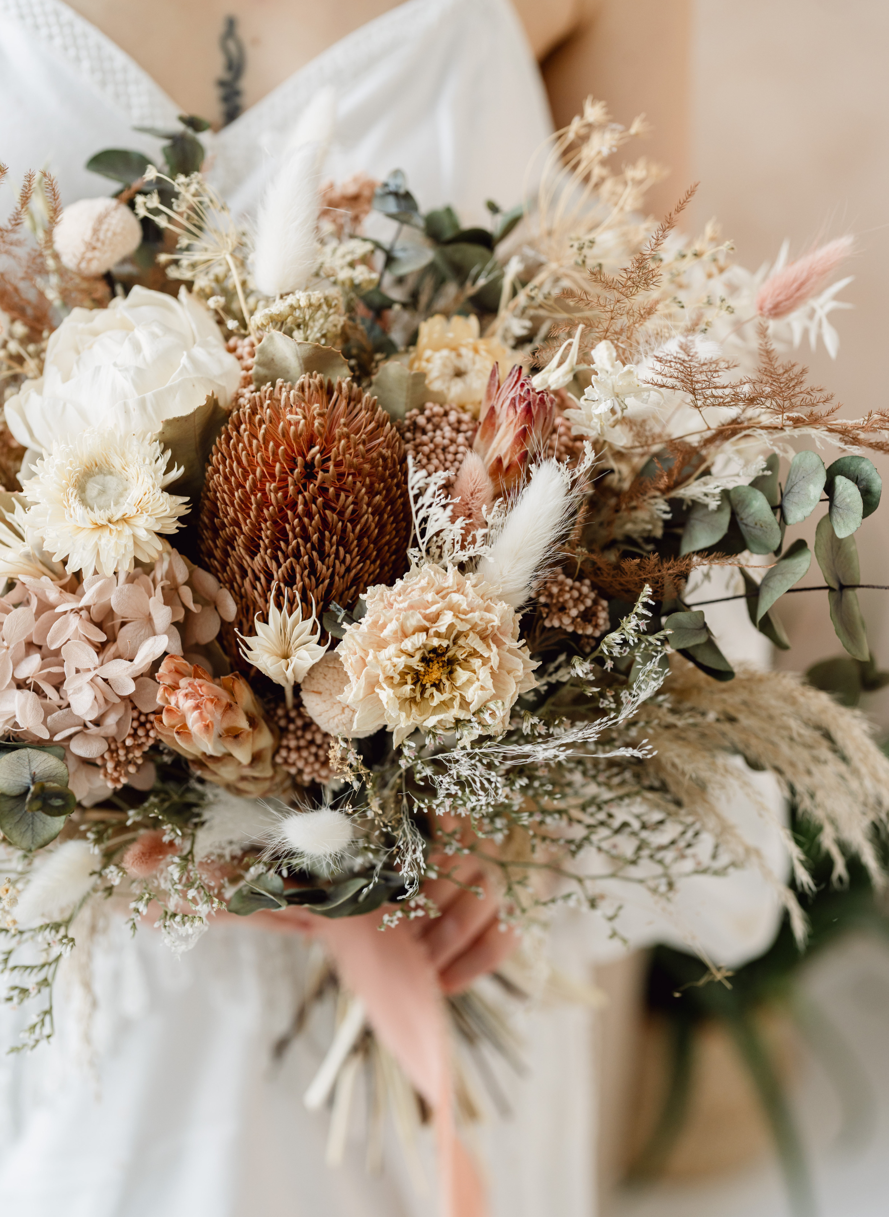 Arizona Boho Dried Flower Flat Back Wedding Bridal Bouquet 2