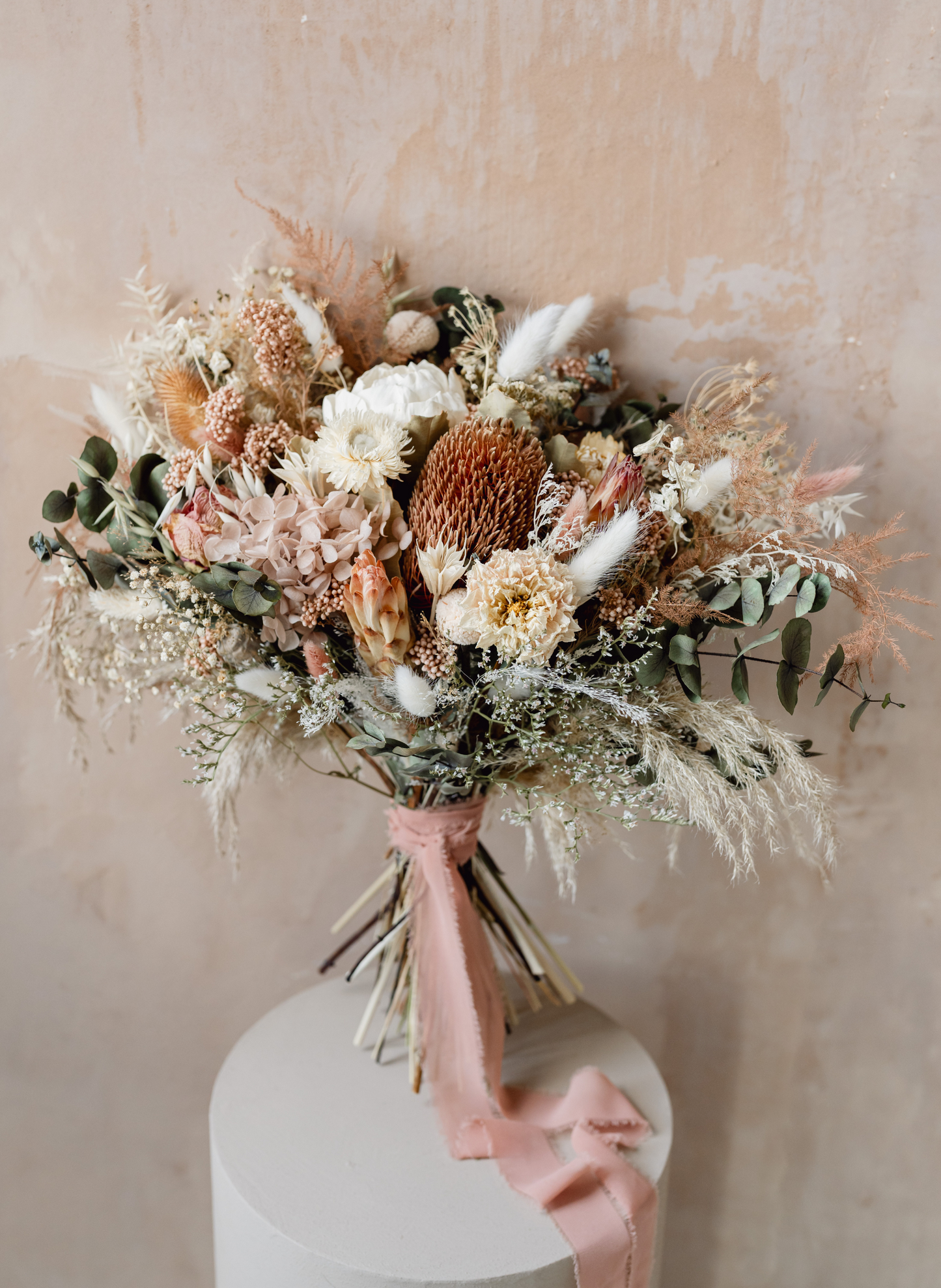 Arizona Boho Dried Flower Flat Back Wedding Bridal Bouquet 3
