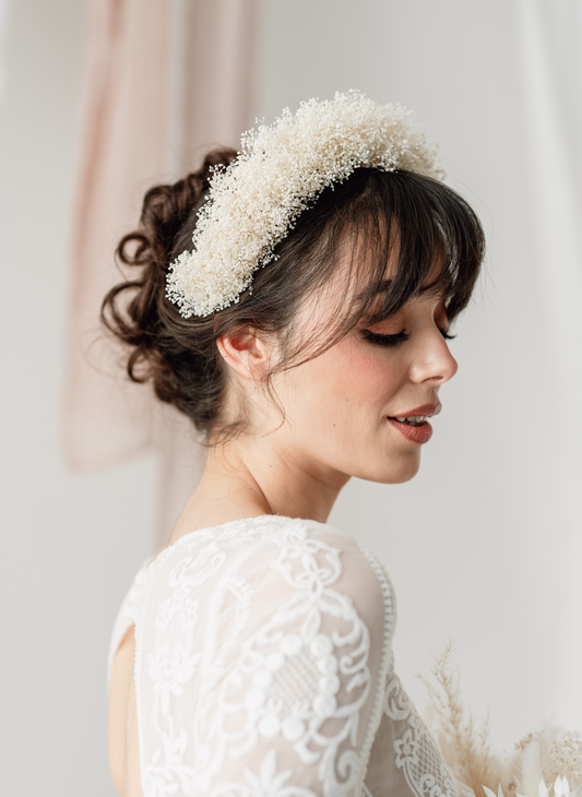 Aster Gypsophila “Cloud” Wedding Flower Crown Headband