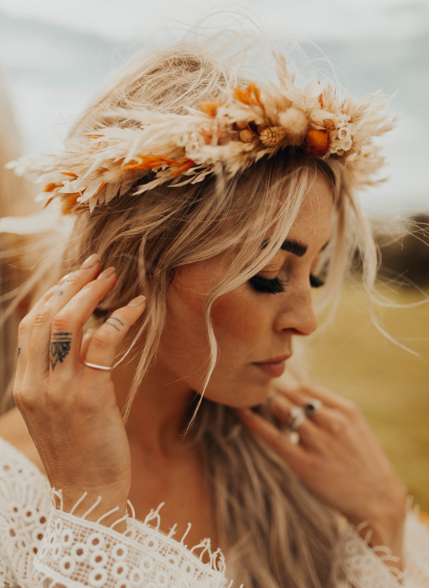 Athena Autumnal Dried Flower Crown Wedding Headband