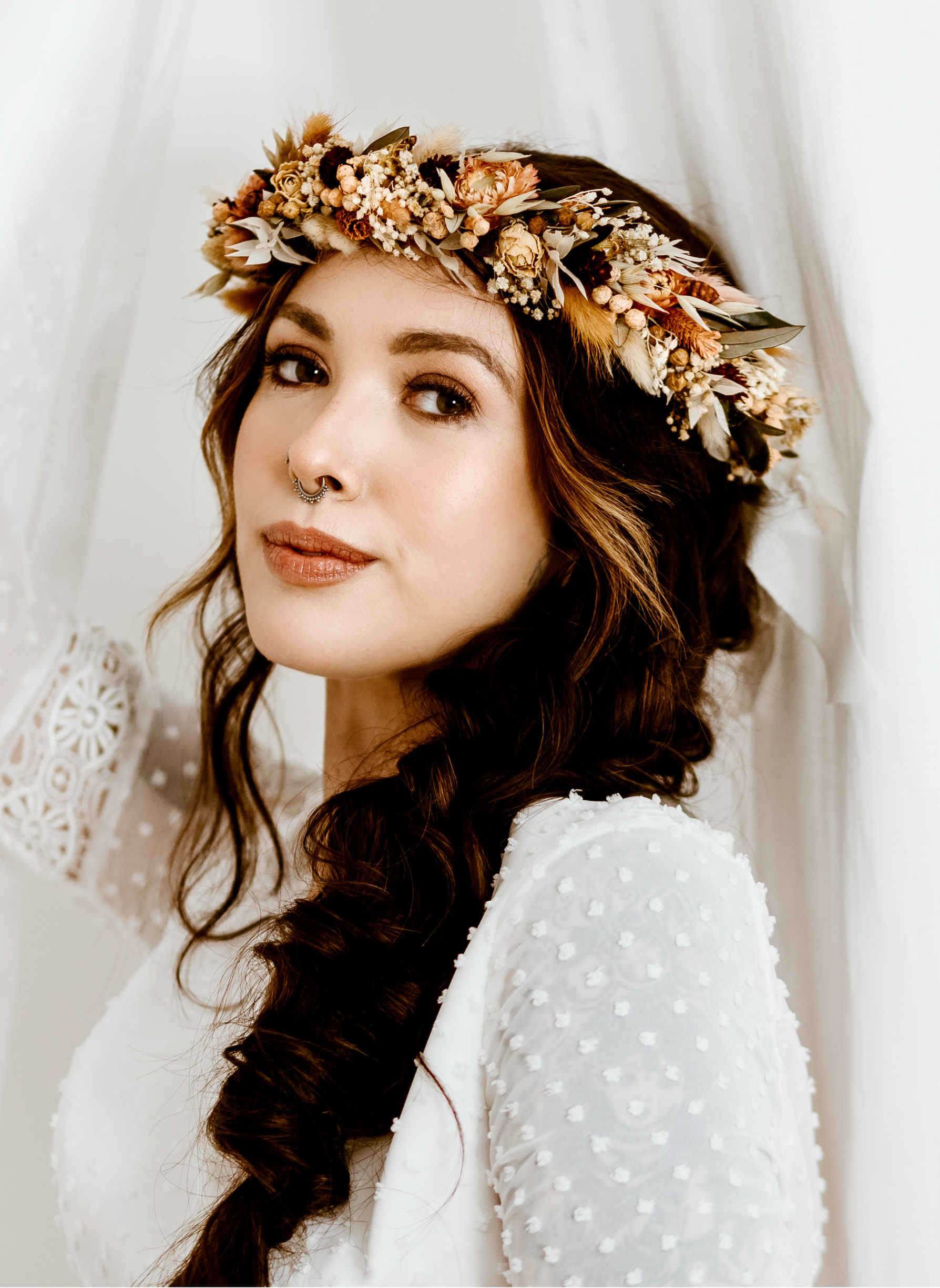 Aurelia Autumn Dried Flower Crown Wedding Headband 2
