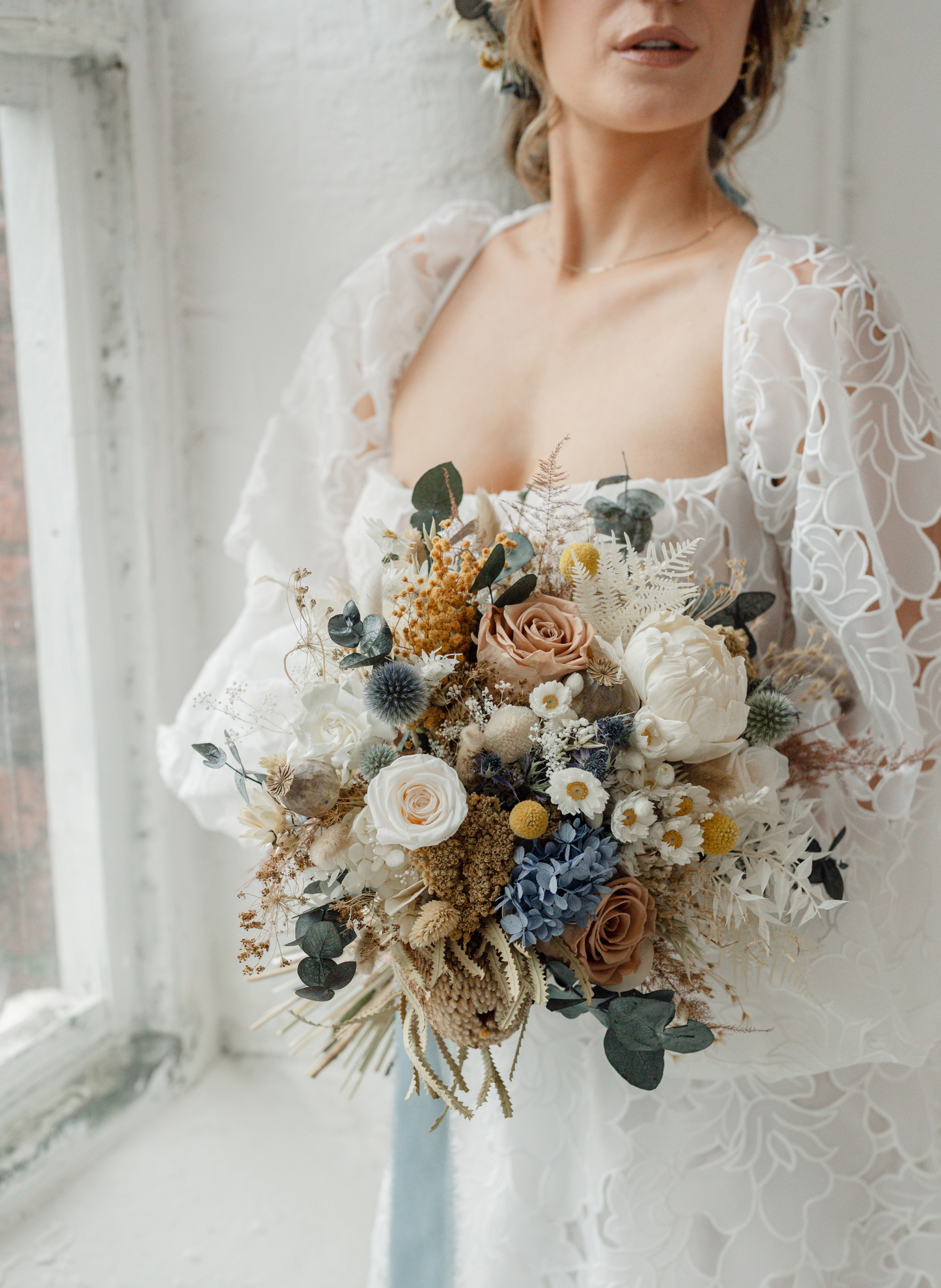 Blair Thistle Dried Flower Wedding Bouquet