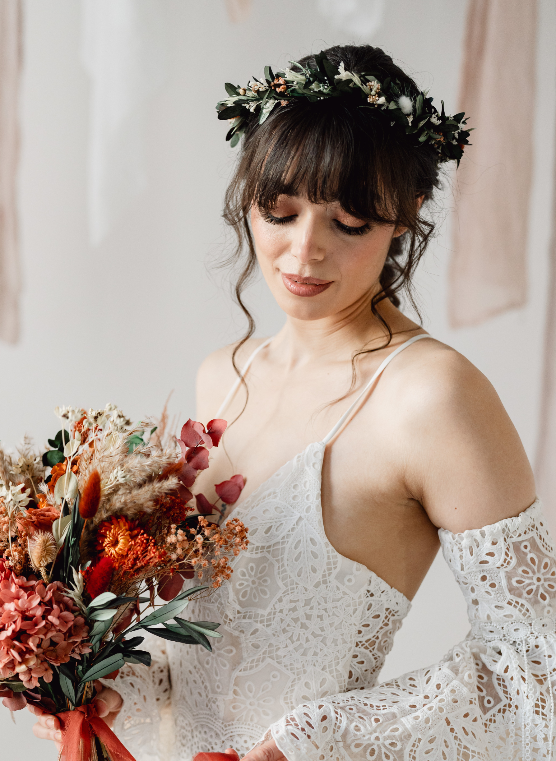 Bramble Wedding Autumnal Dried Flower Crown Headband 2