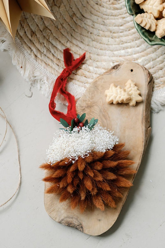 Dried Flower Christmas Pudding Decoration Ornament