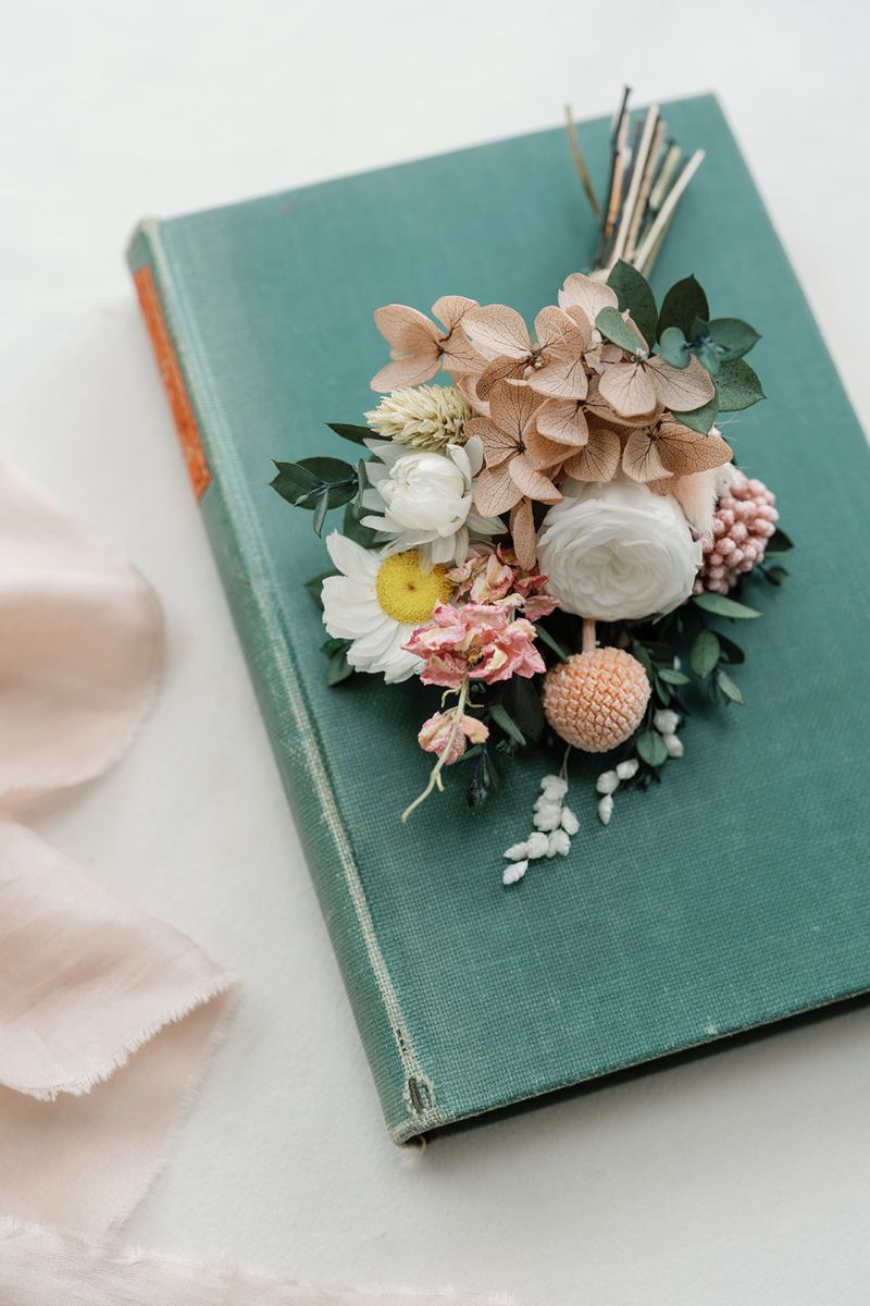 Cora Wildflower inspired dried flower wedding buttonhole by Luna and Wild