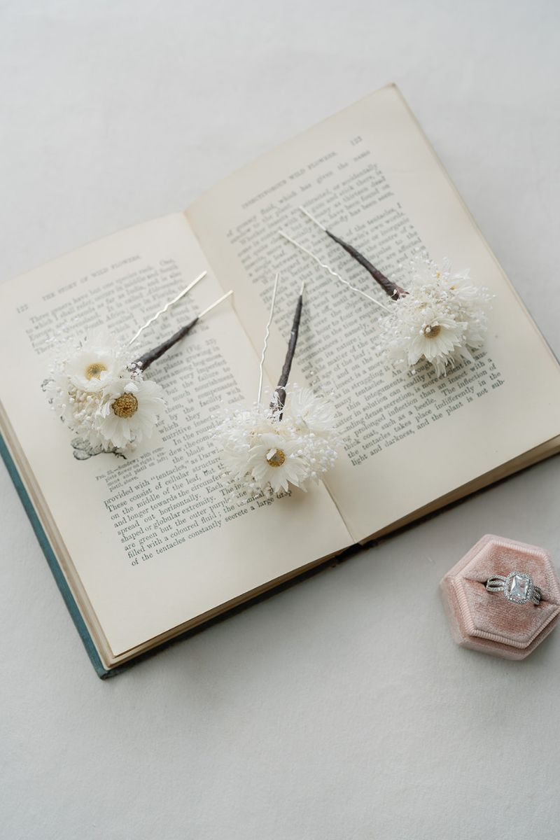 Daisy-chain Dried Flower Wedding Bridal Hair Pins