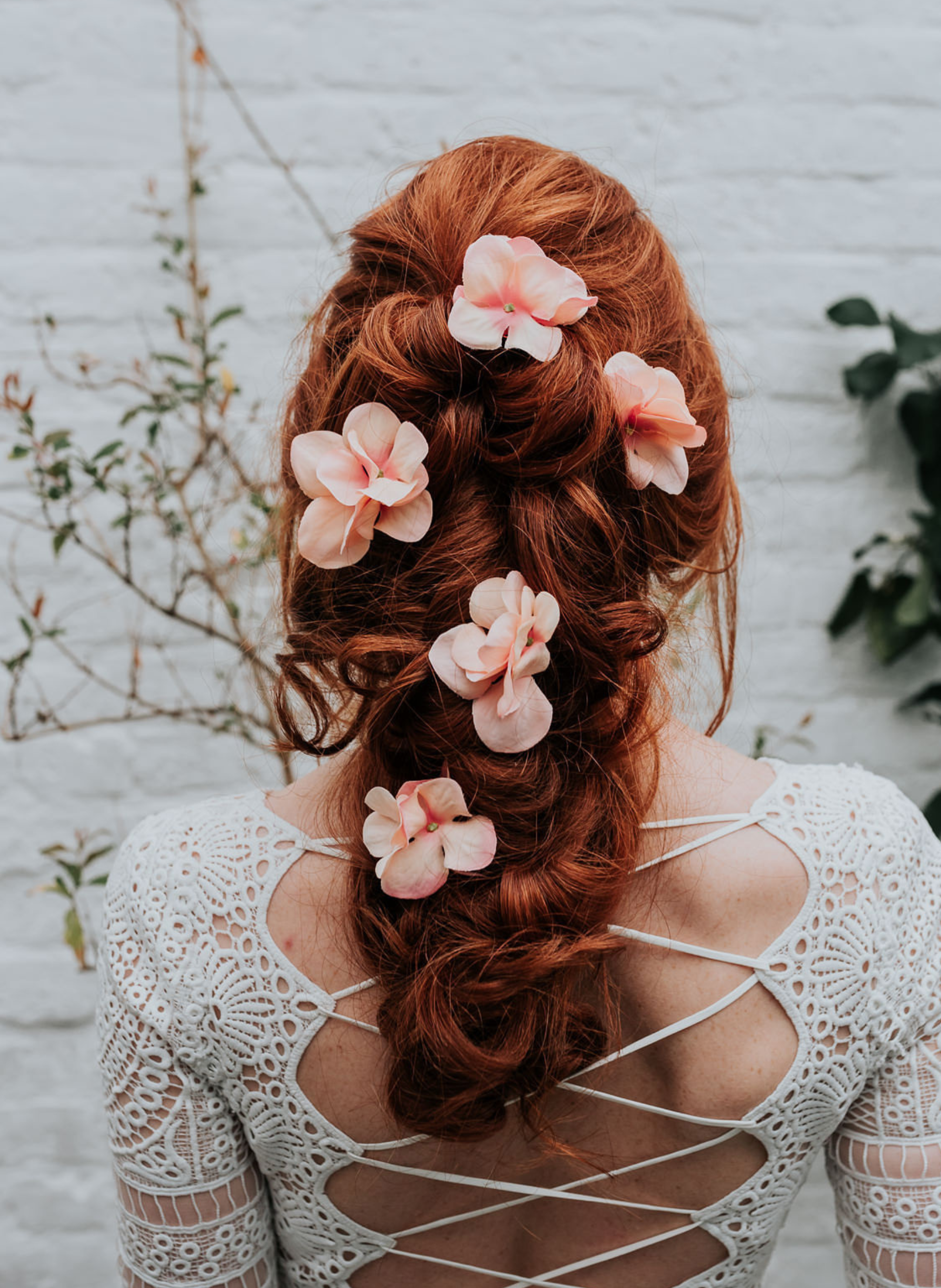 Eleanor Pink Hydrangea Wedding Flower Hair Pins