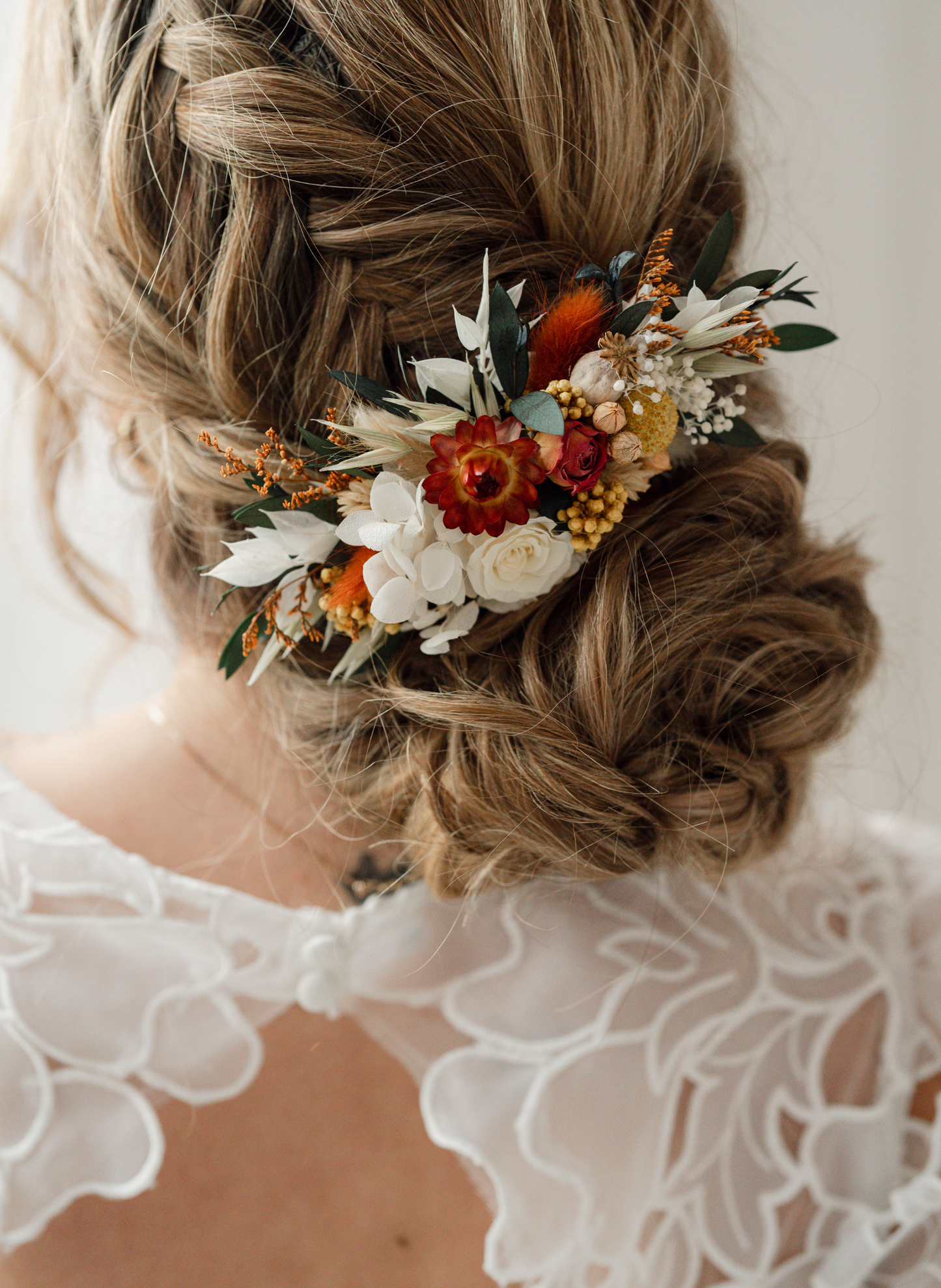 Ember Autumnal Wedding Dried flower Hair Clip 