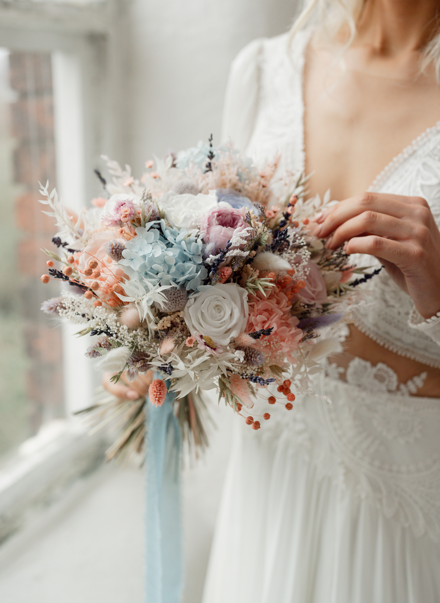 Blossom Pastel Dried and Preserved Flower Bridal Bouquet