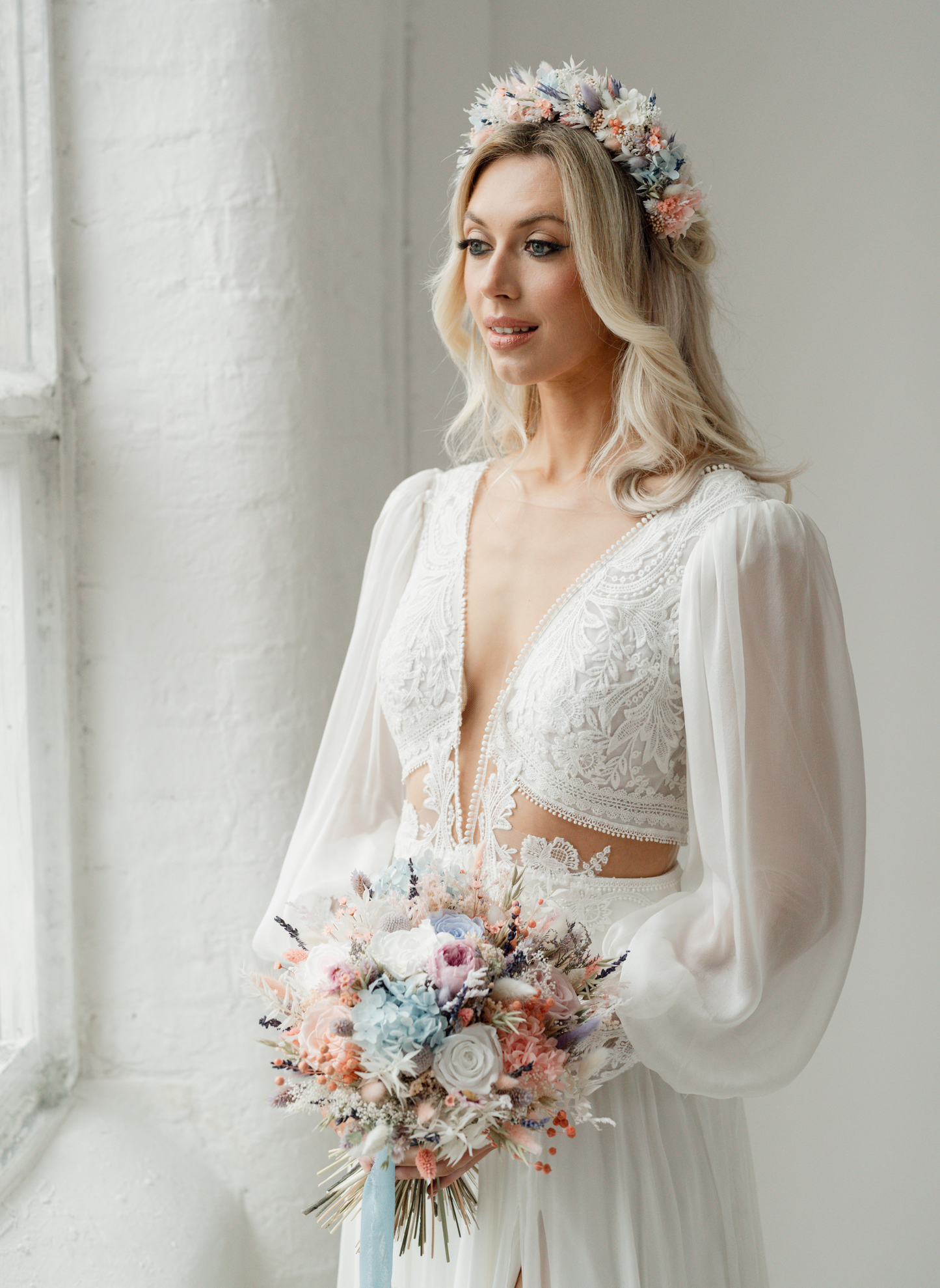 Blossom Pastel Dried and Preserved Flower Bridal Bouquet