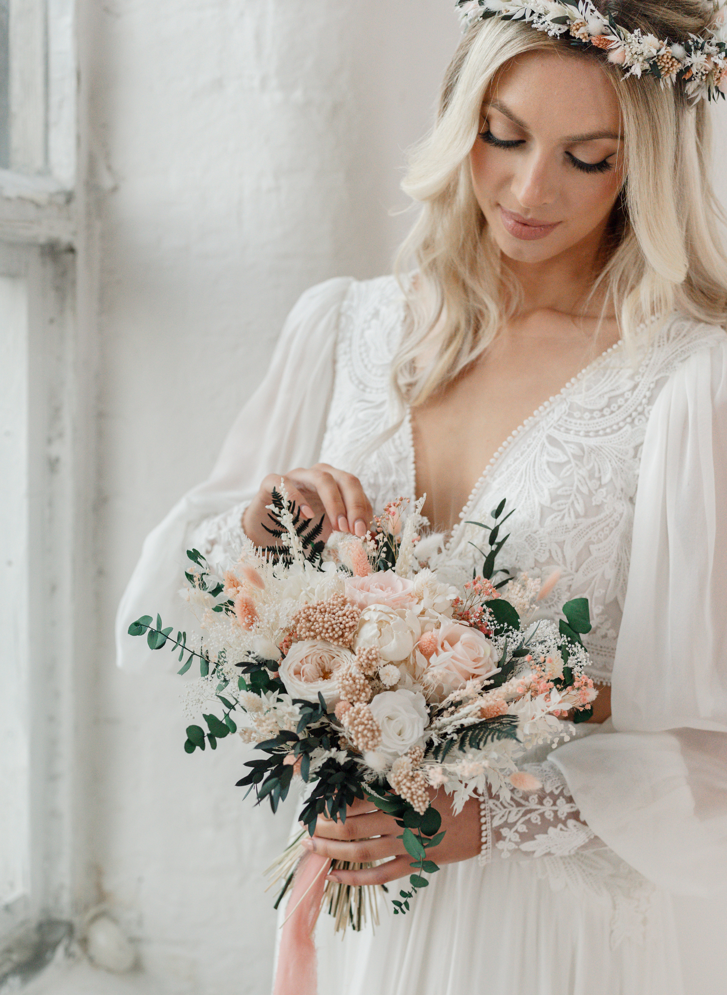 Felicity Pink Dried and Preserved Bridal Bouquet