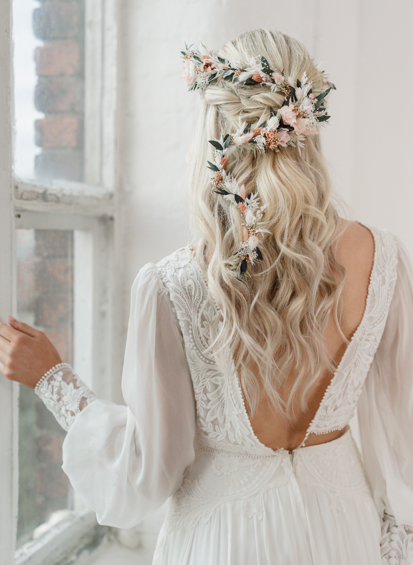 Felicity Pink Wedding Dried Flower Hair Vine