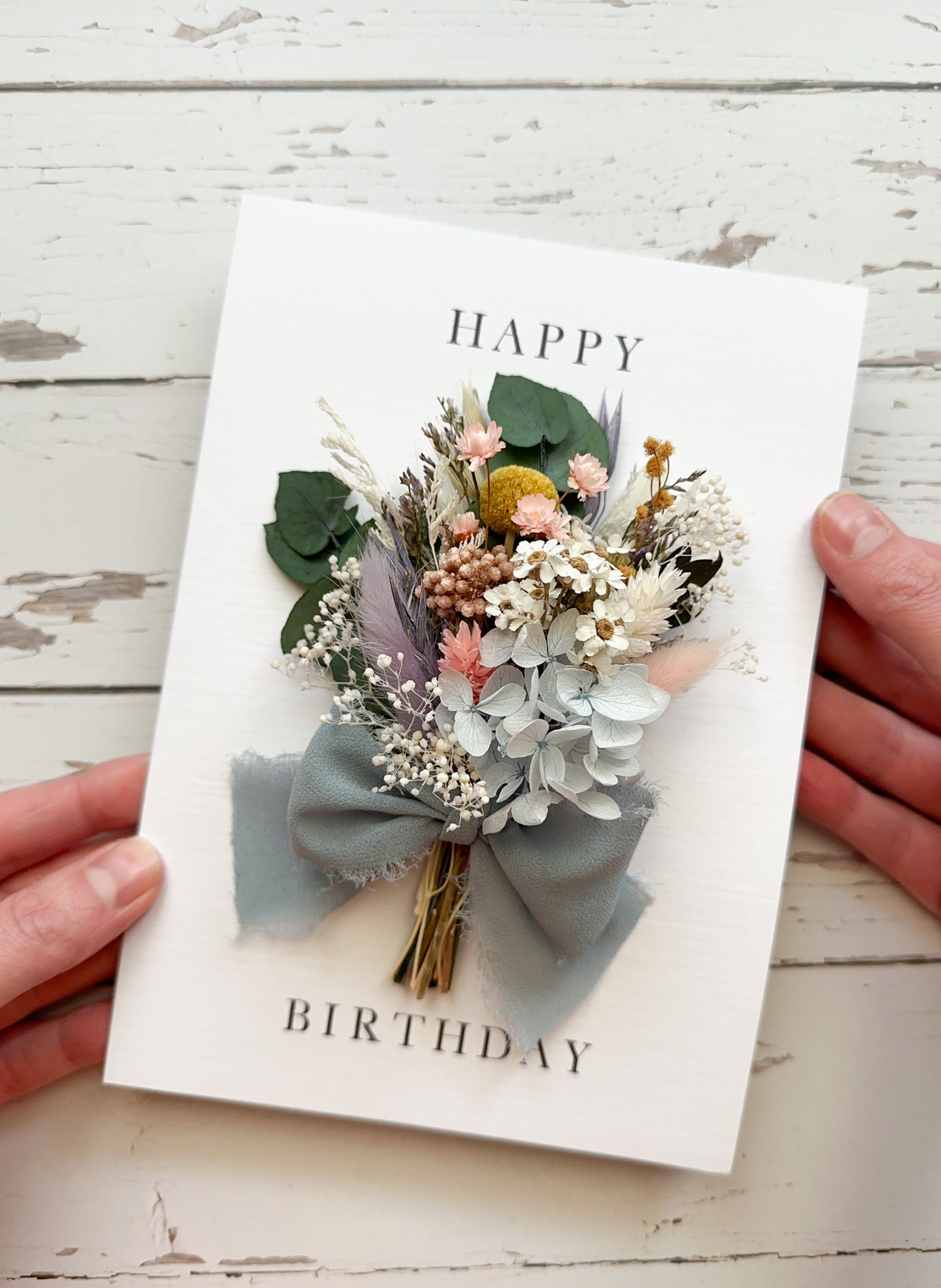 Happy Birthday Dried Flower Bunch Greetings Card