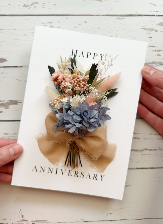 Happy Anniversary Dried Flower Bunch Greetings Card