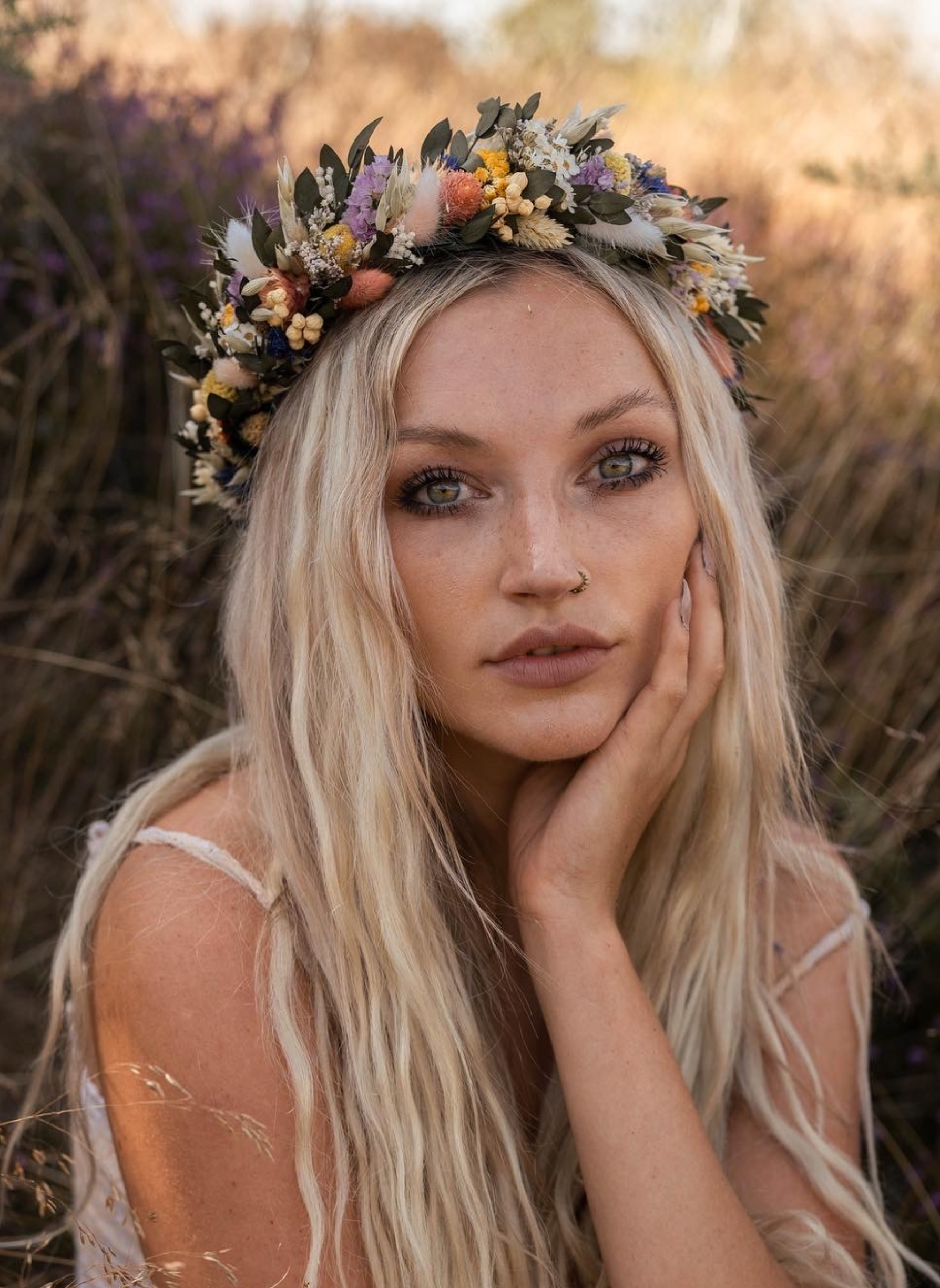 Harlow Summer Dried Flower Crown Wedding Headband