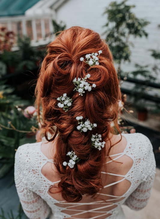 Hettie Gypsophila Babies Breath Wedding Hair Pins