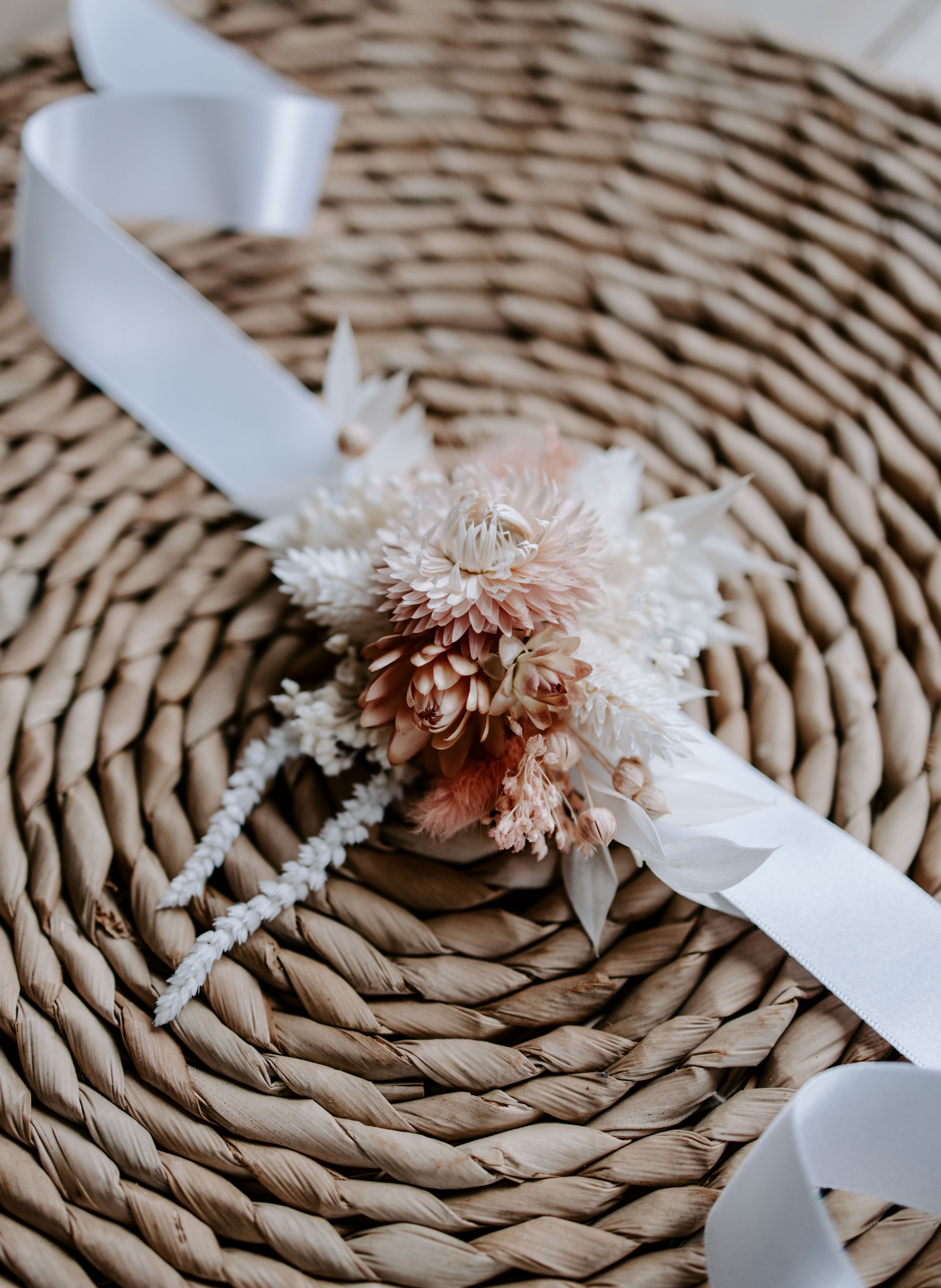 Maisie Pink Boho Dried Flower Wedding Wrist Corsage 11
