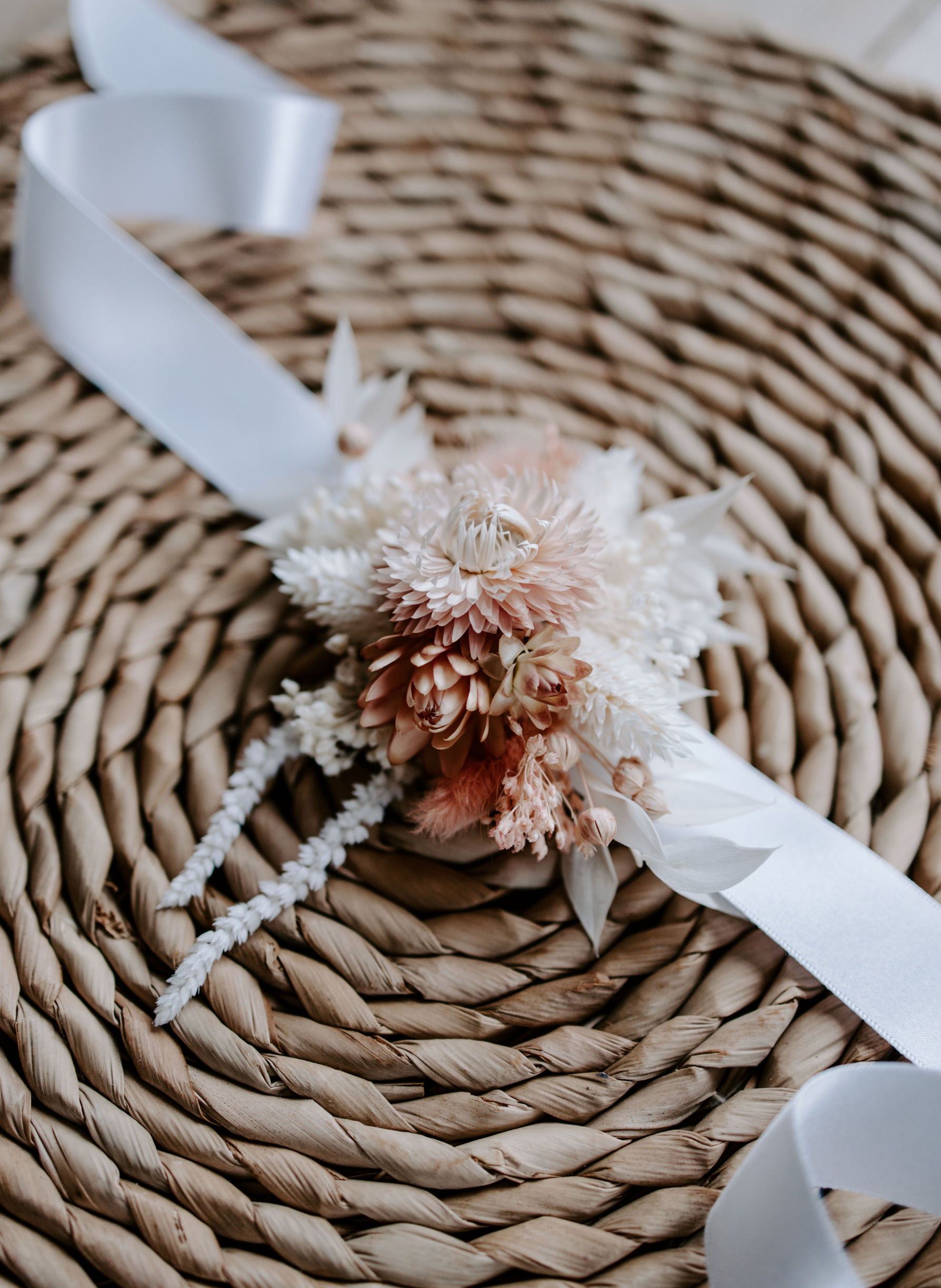 Maisie Pink Boho Dried Flower Wedding Wrist Corsage 11