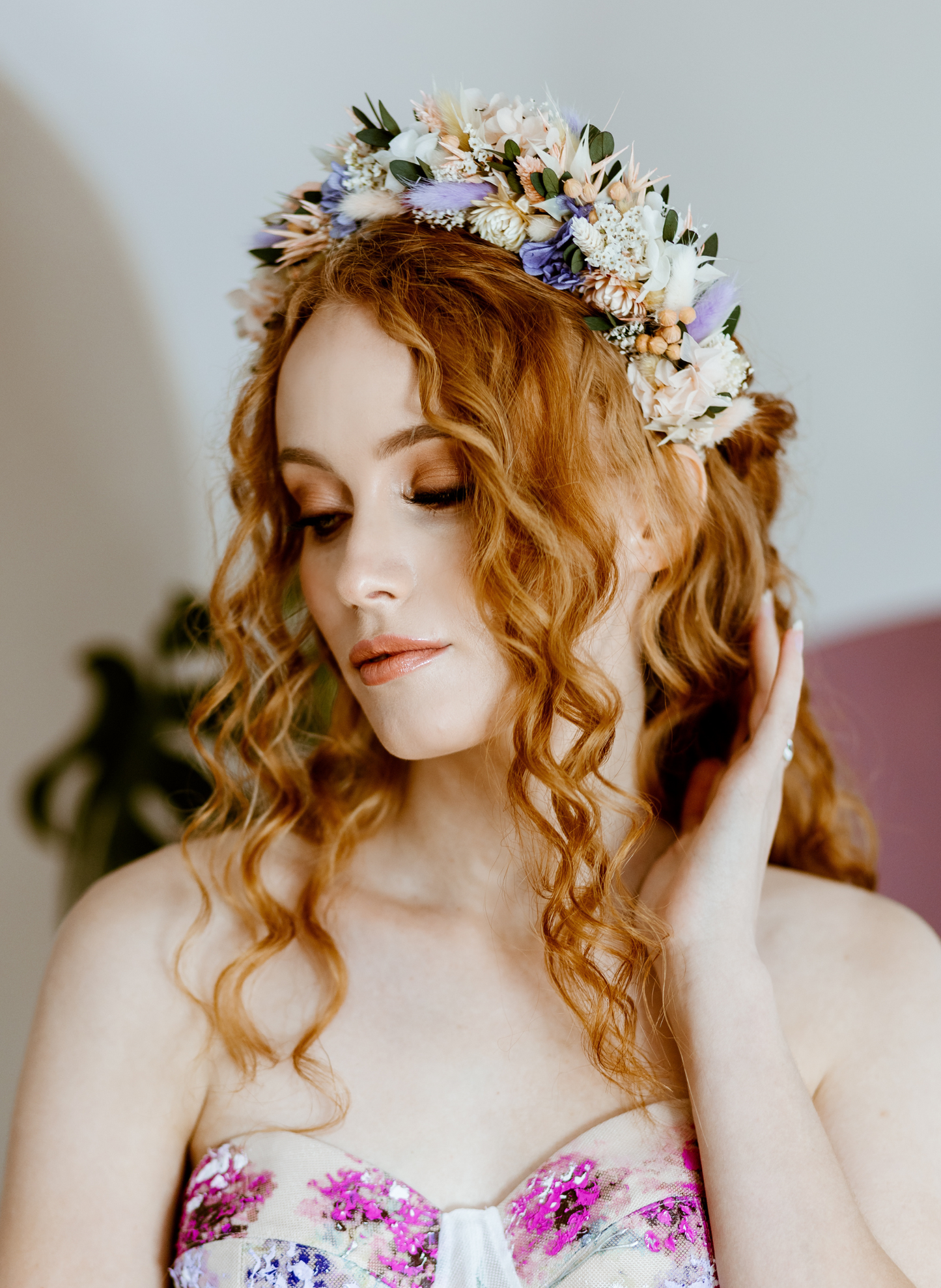 Meadow Pastel Dried Flower Wedding Headband