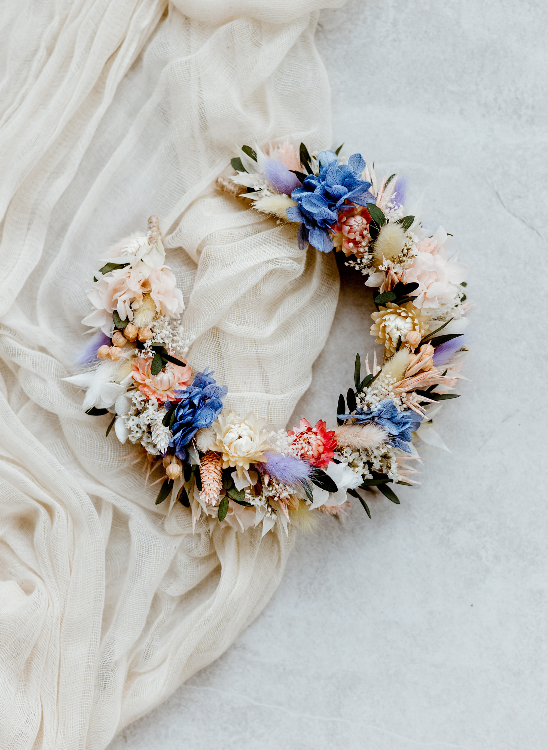 Meadow Pastel Dried Flower Wedding Headband 2