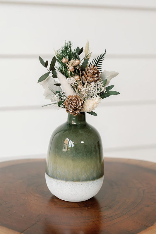Ombré Glazed Olive Green Vase