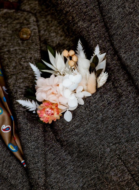 Pink Dried Flower Wedding Pocket Square Meadow 